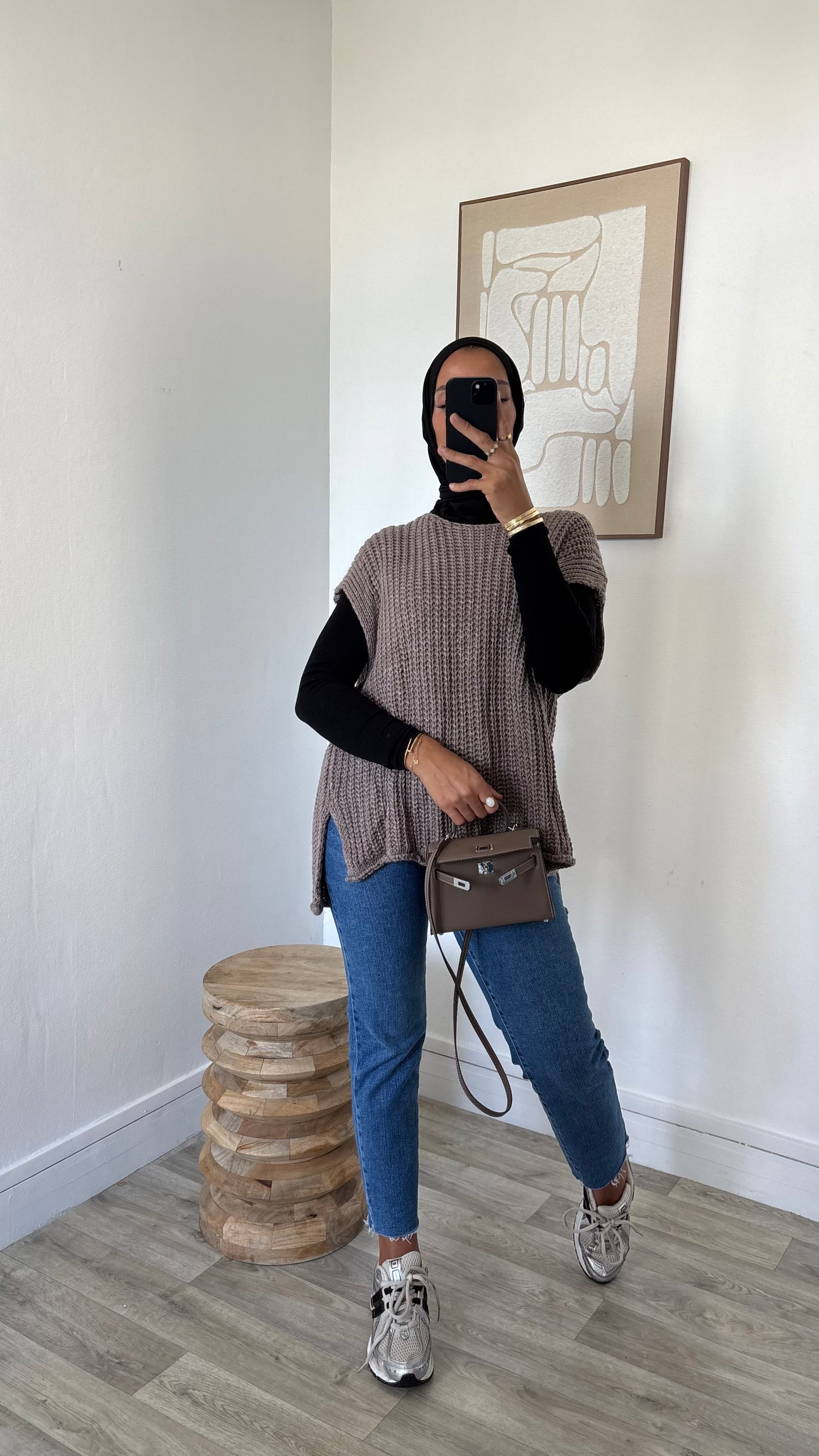 Top oversize en maille sans manches