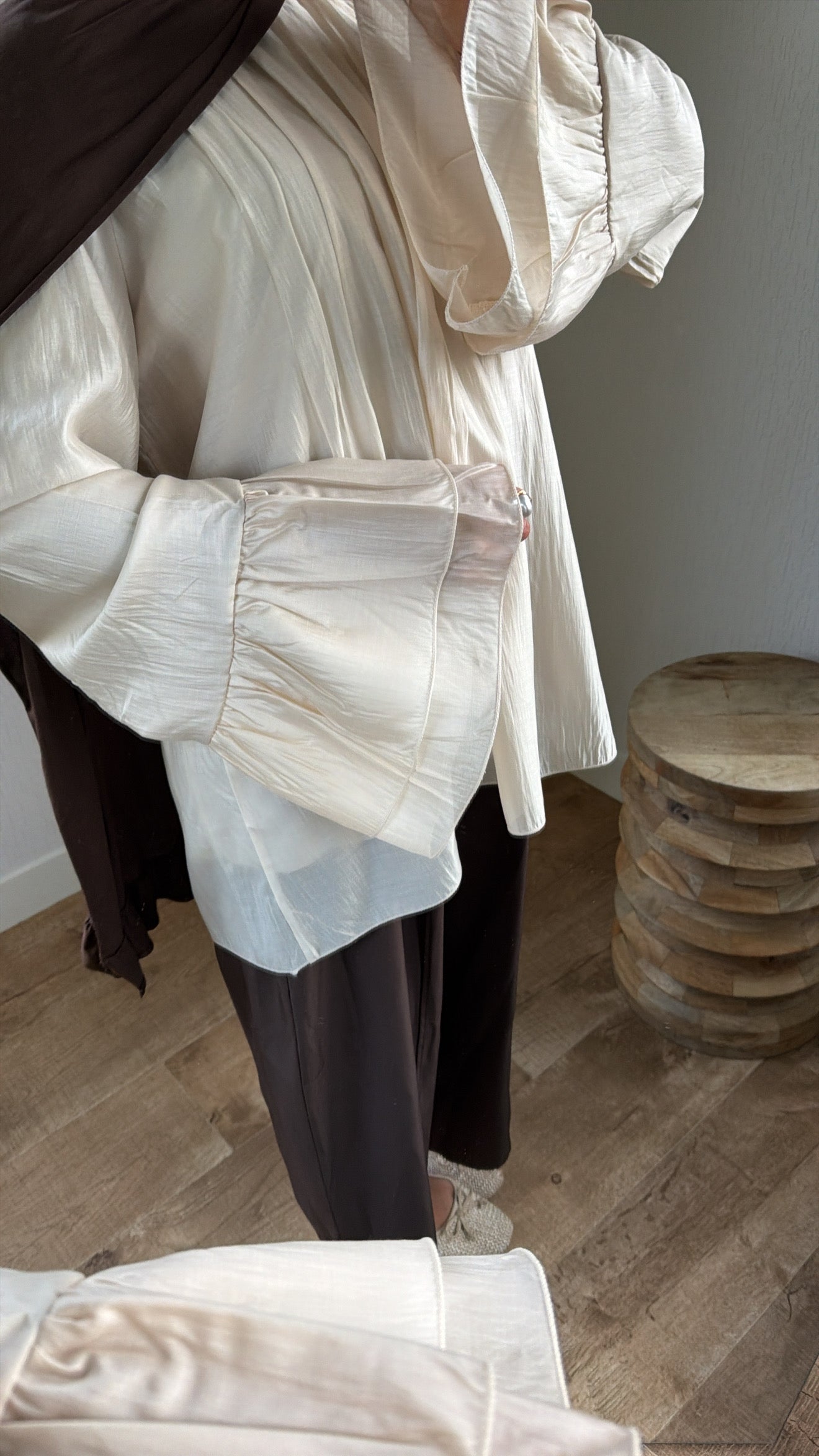 Blouse doublée manches fleurs