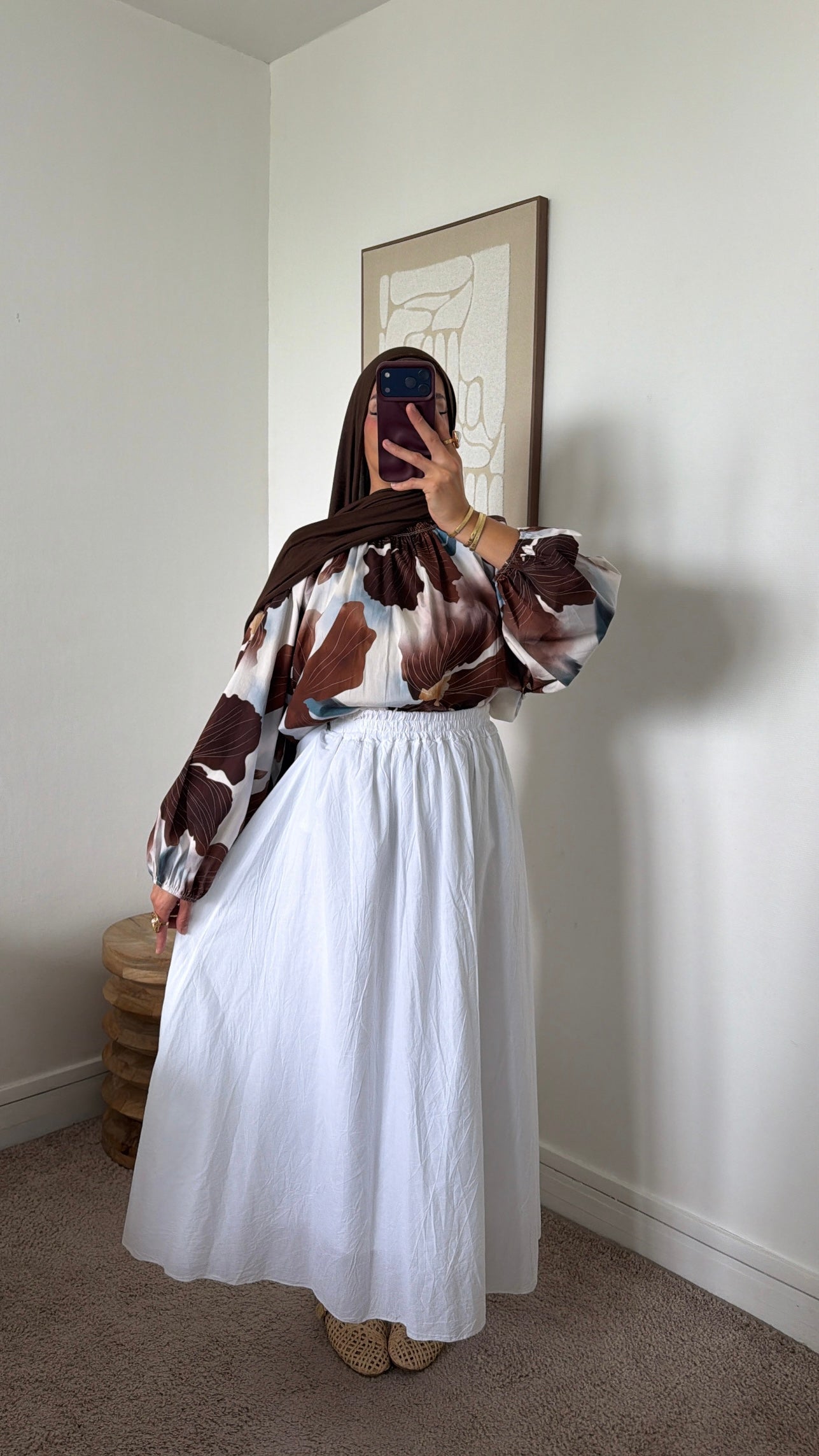 Blouse manches bouffantes fleurie