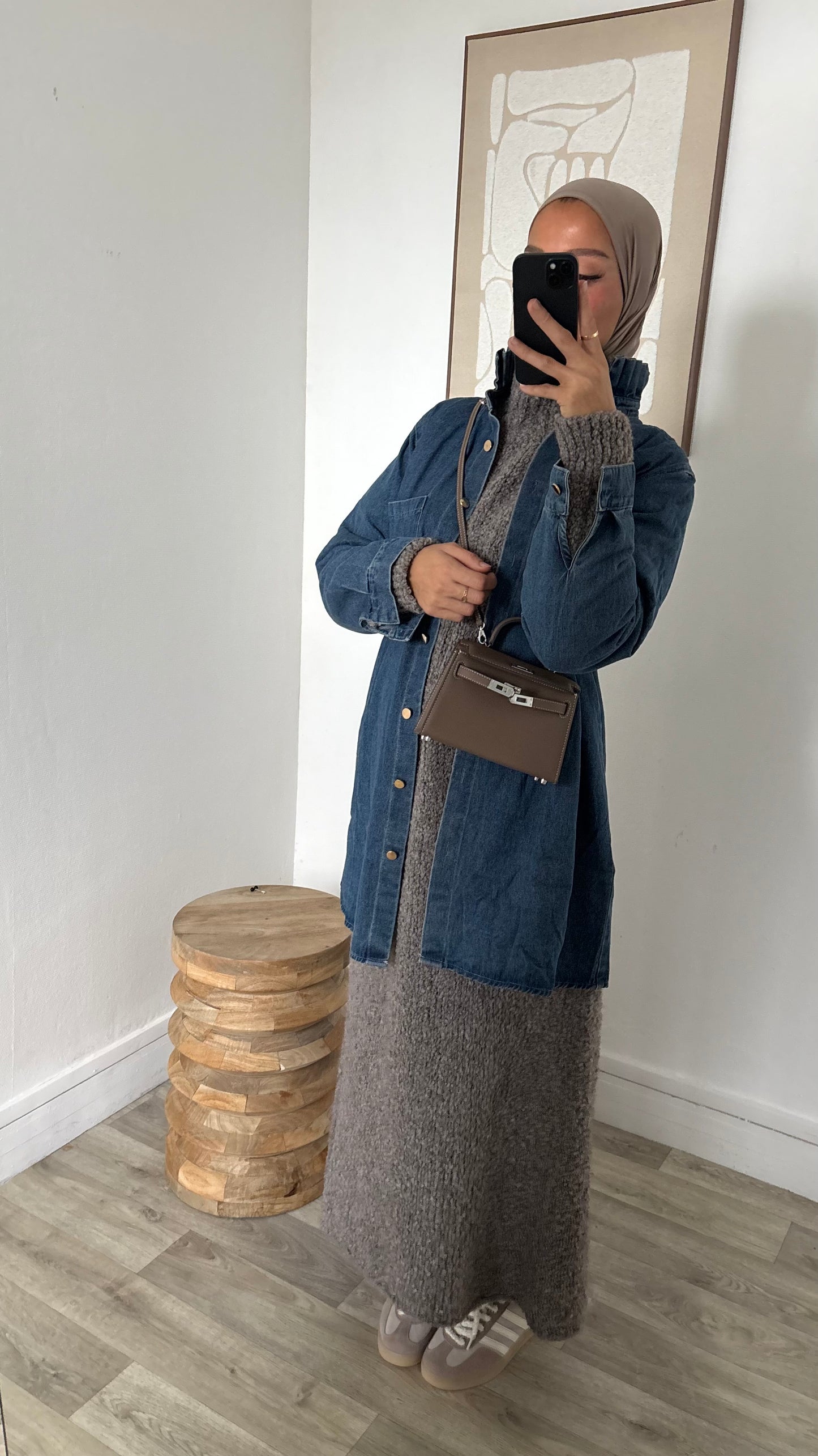 Veste en jeans à col froncé