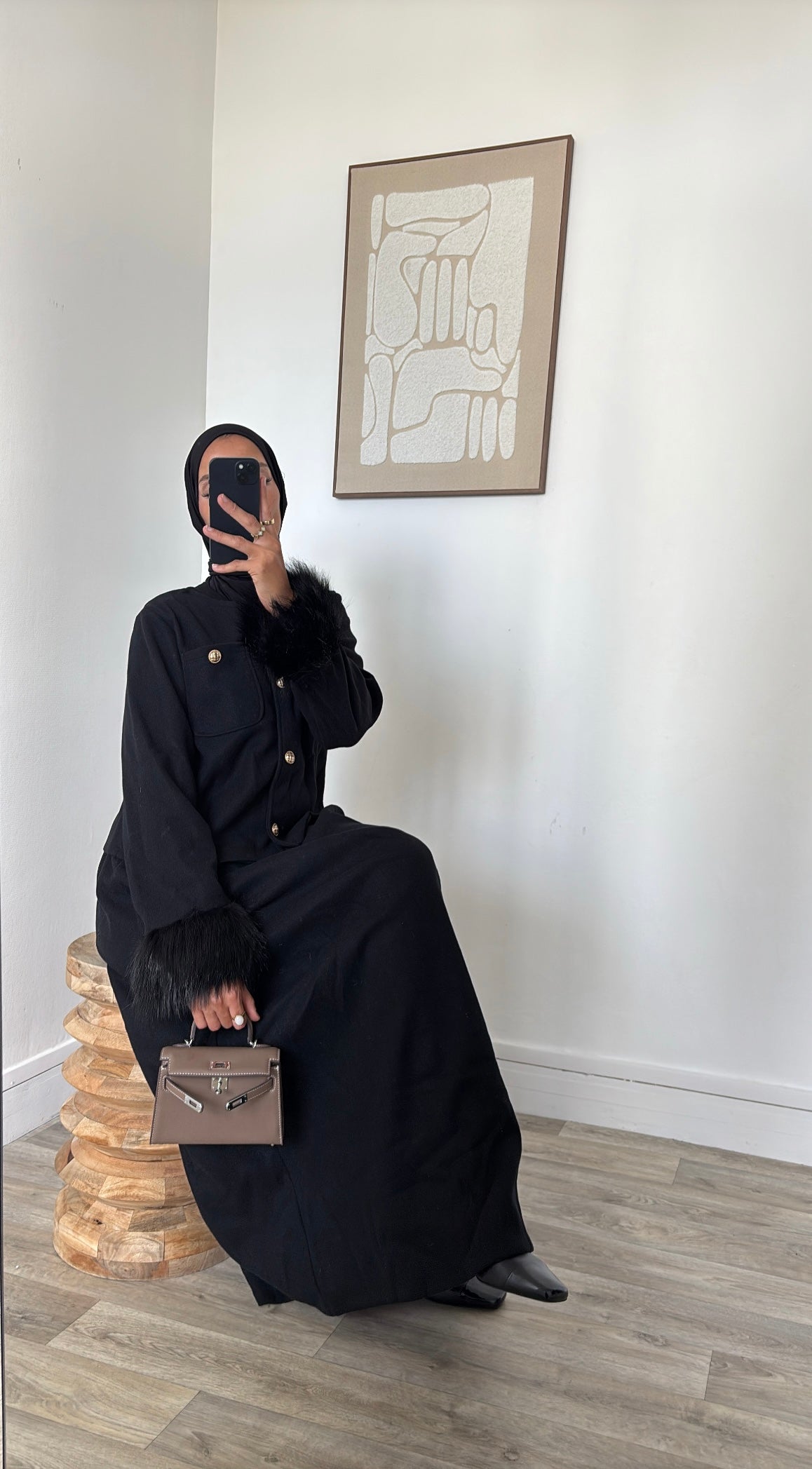 Ensemble gilet chic fourrure jupe