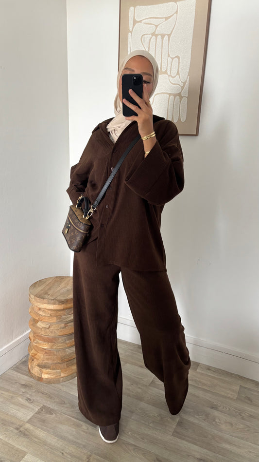 Ensemble à bouton effet velours