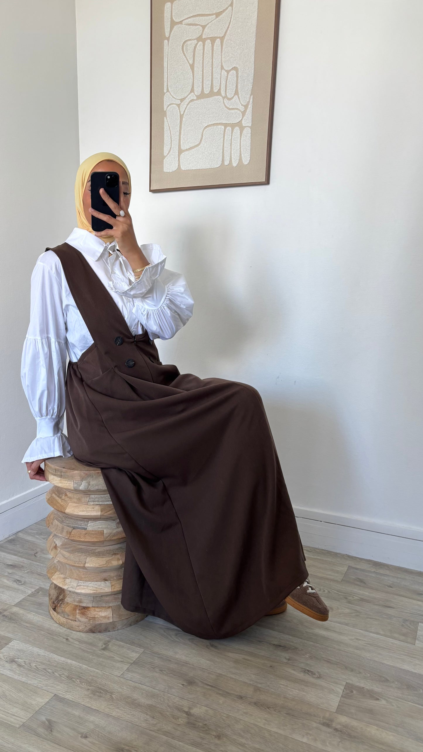 Chemise longue blanche + robe salopette