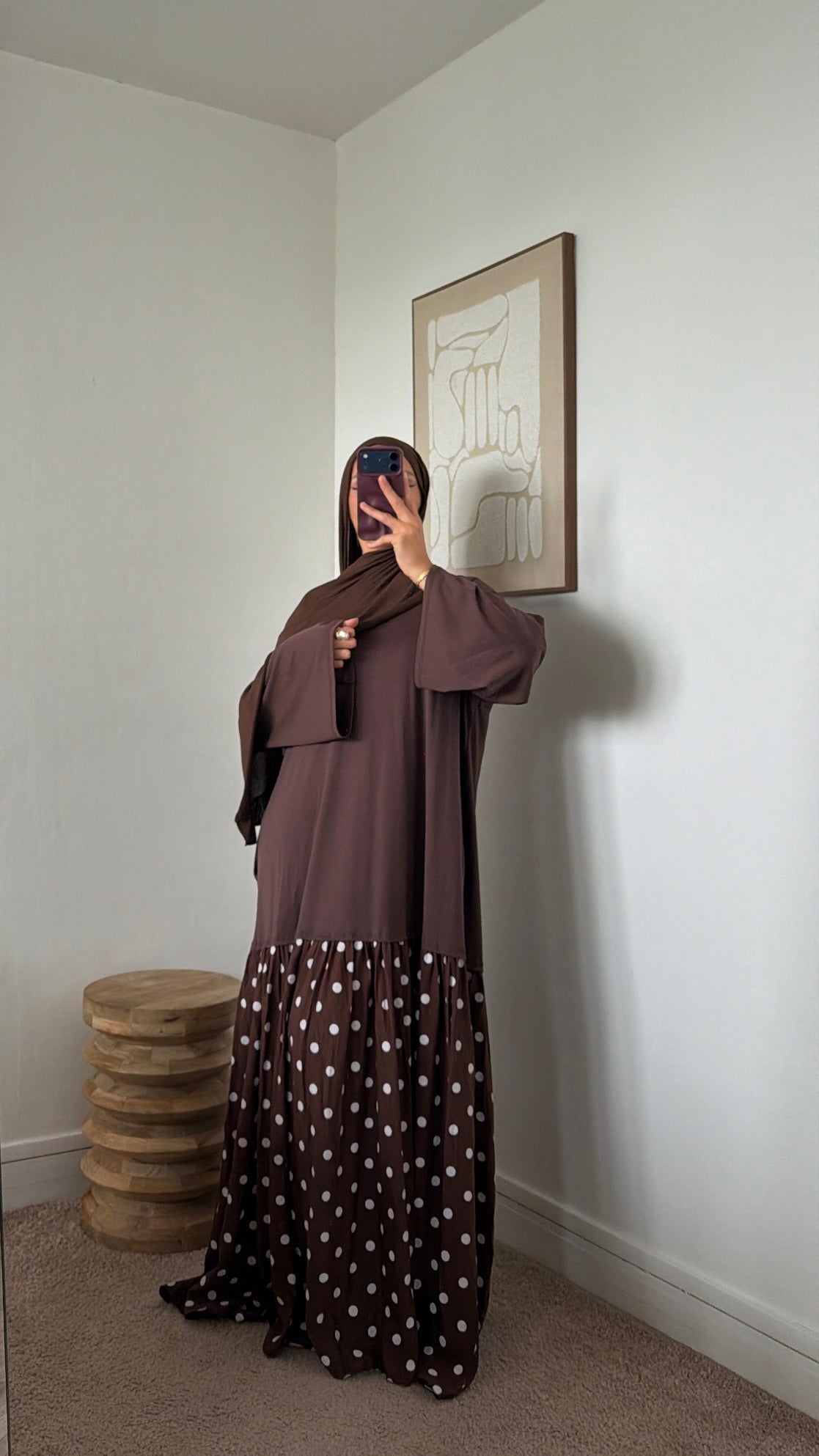 Robe bi matières à pois