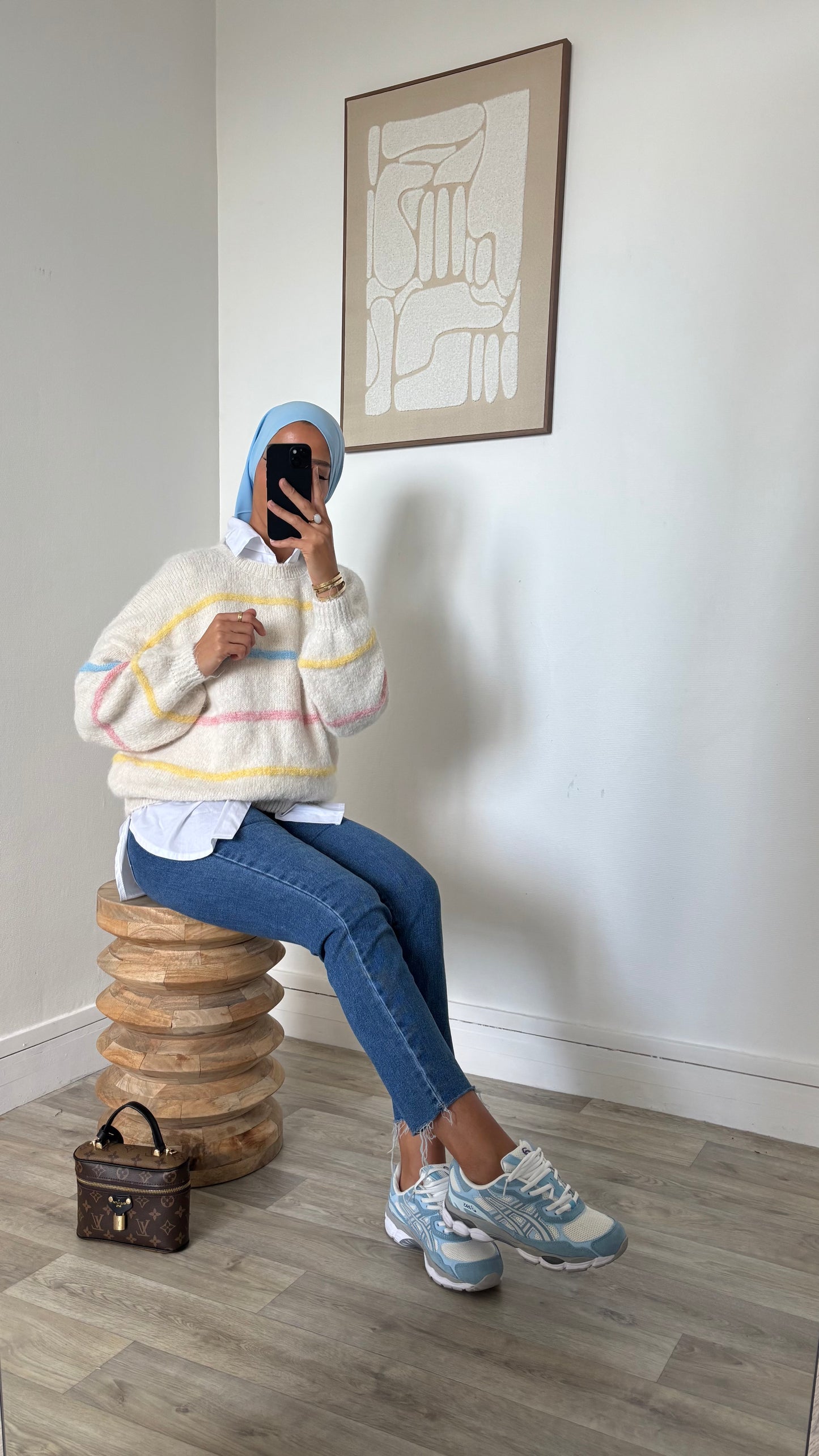 Pull en laine arc en ciel