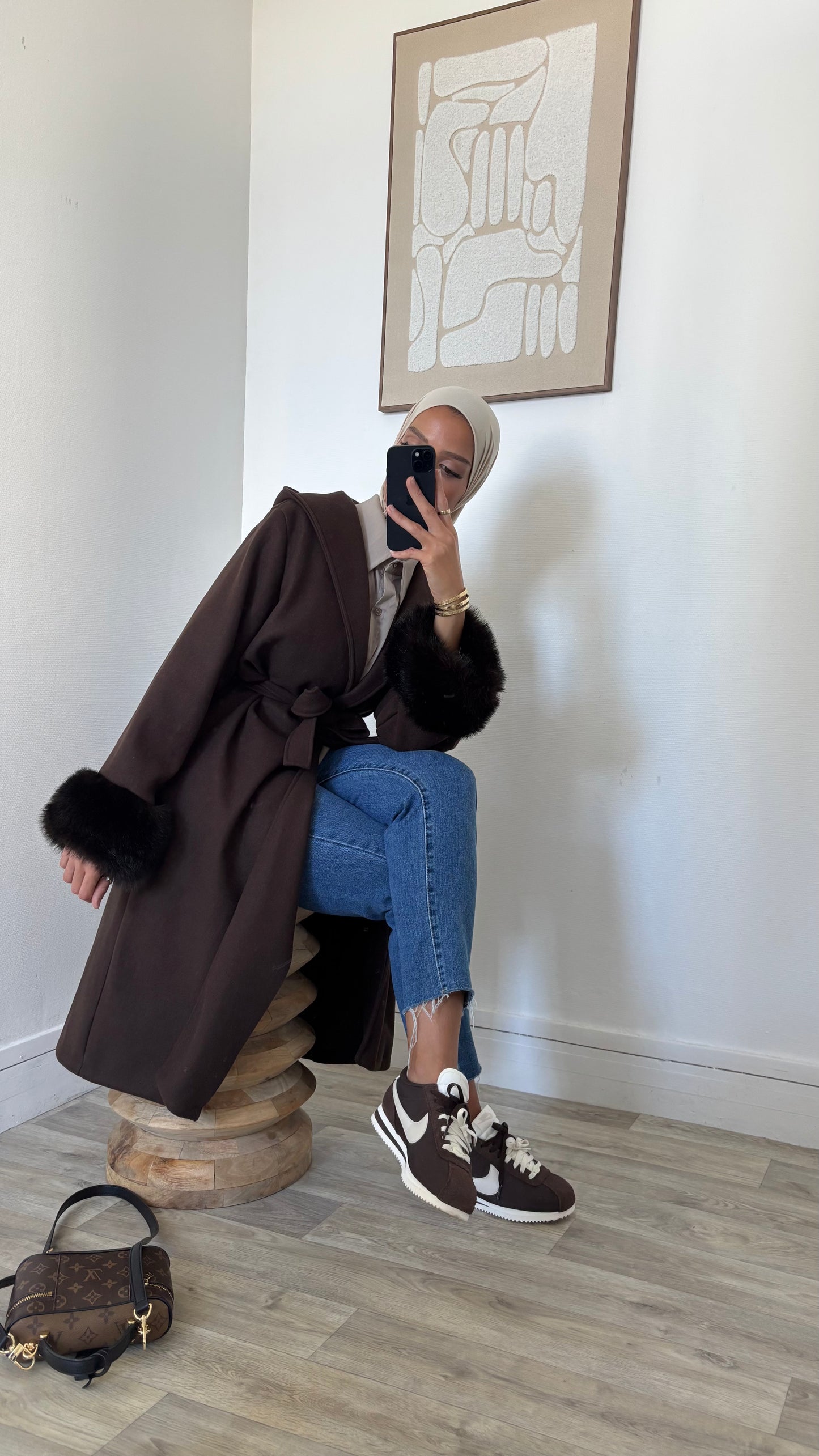 Manteau à capuche fourrure