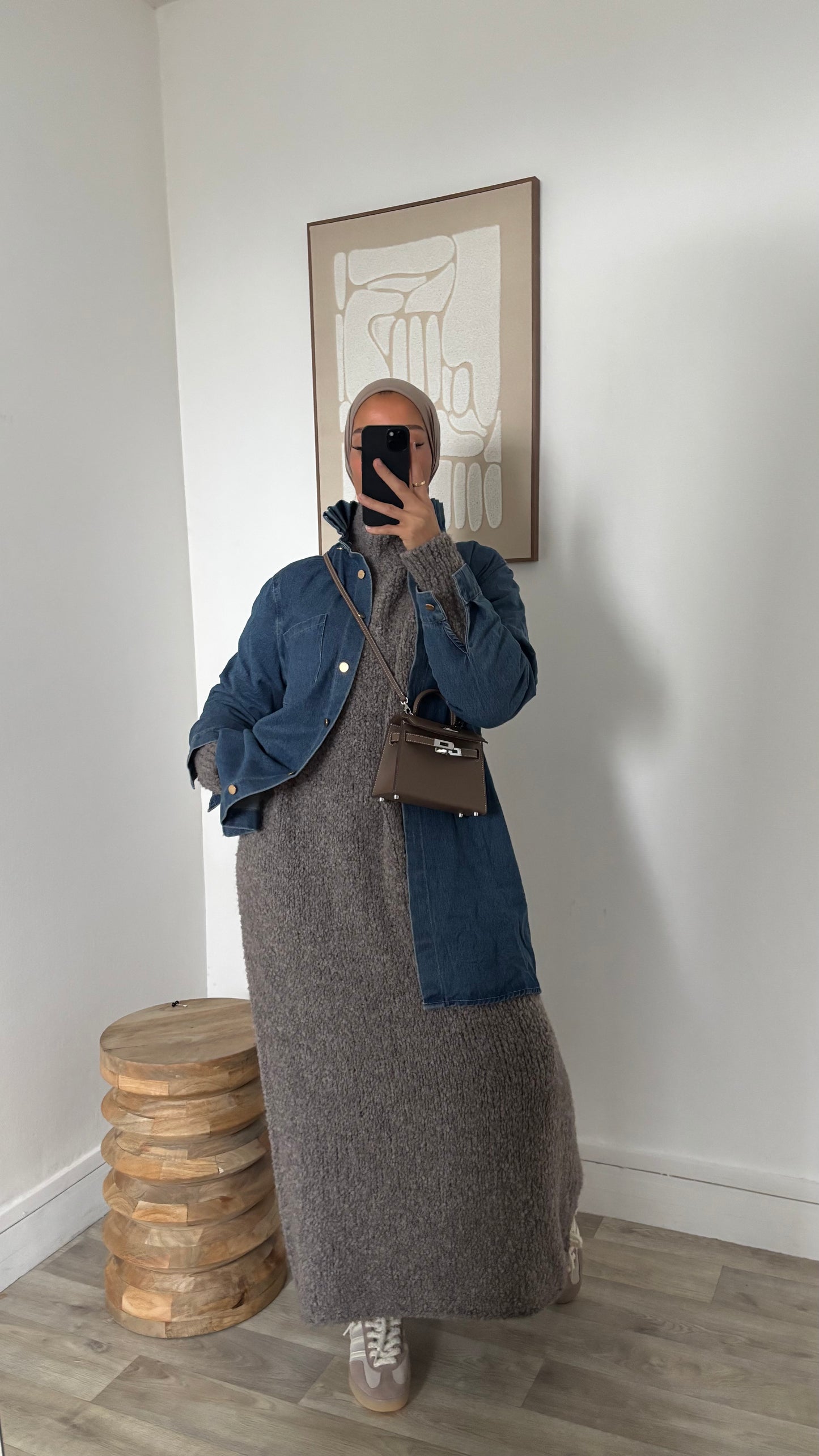 Veste en jeans à col froncé