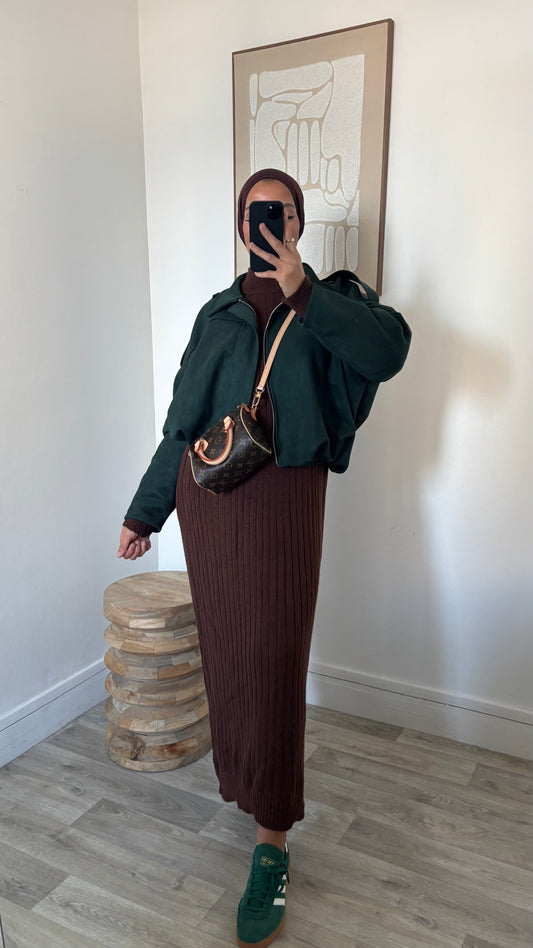 Veste bombers effet daim à zip