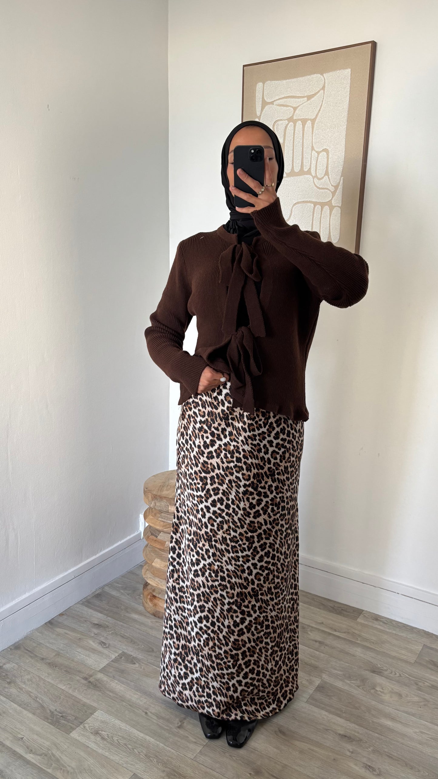 Jupe satinée imprimée léopard