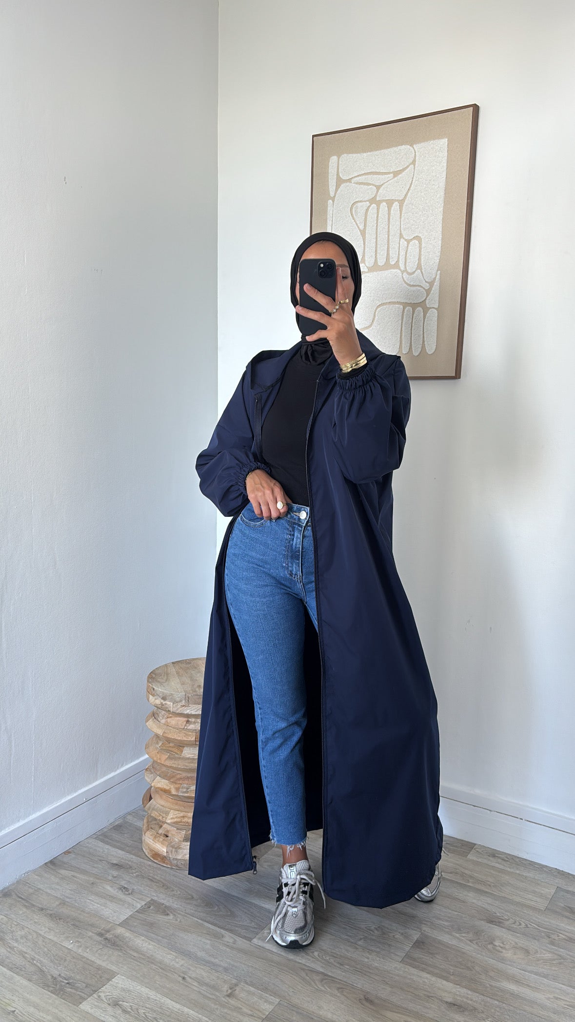 Long imper à fermeture et capuche