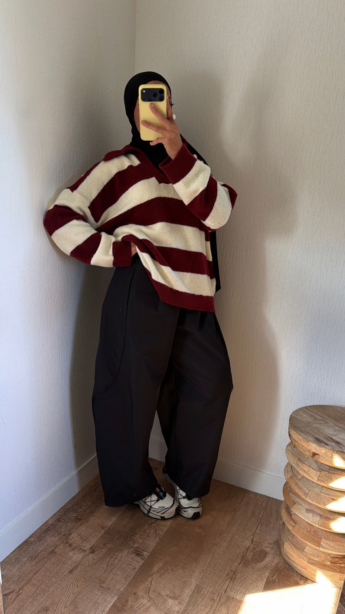 Pull col rayée