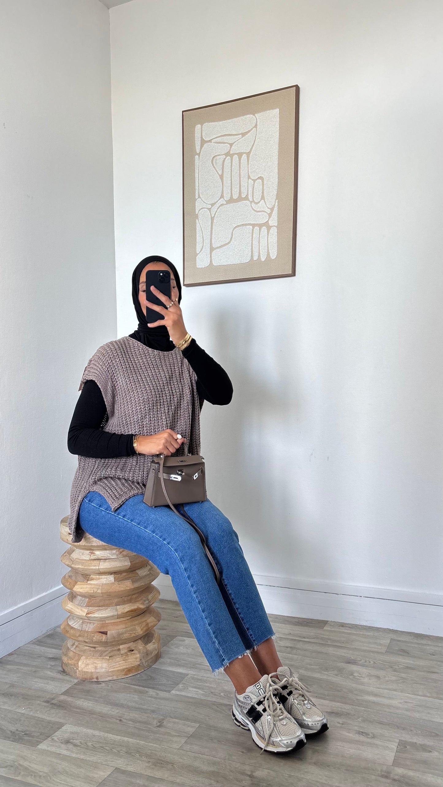 Top oversize en maille sans manches