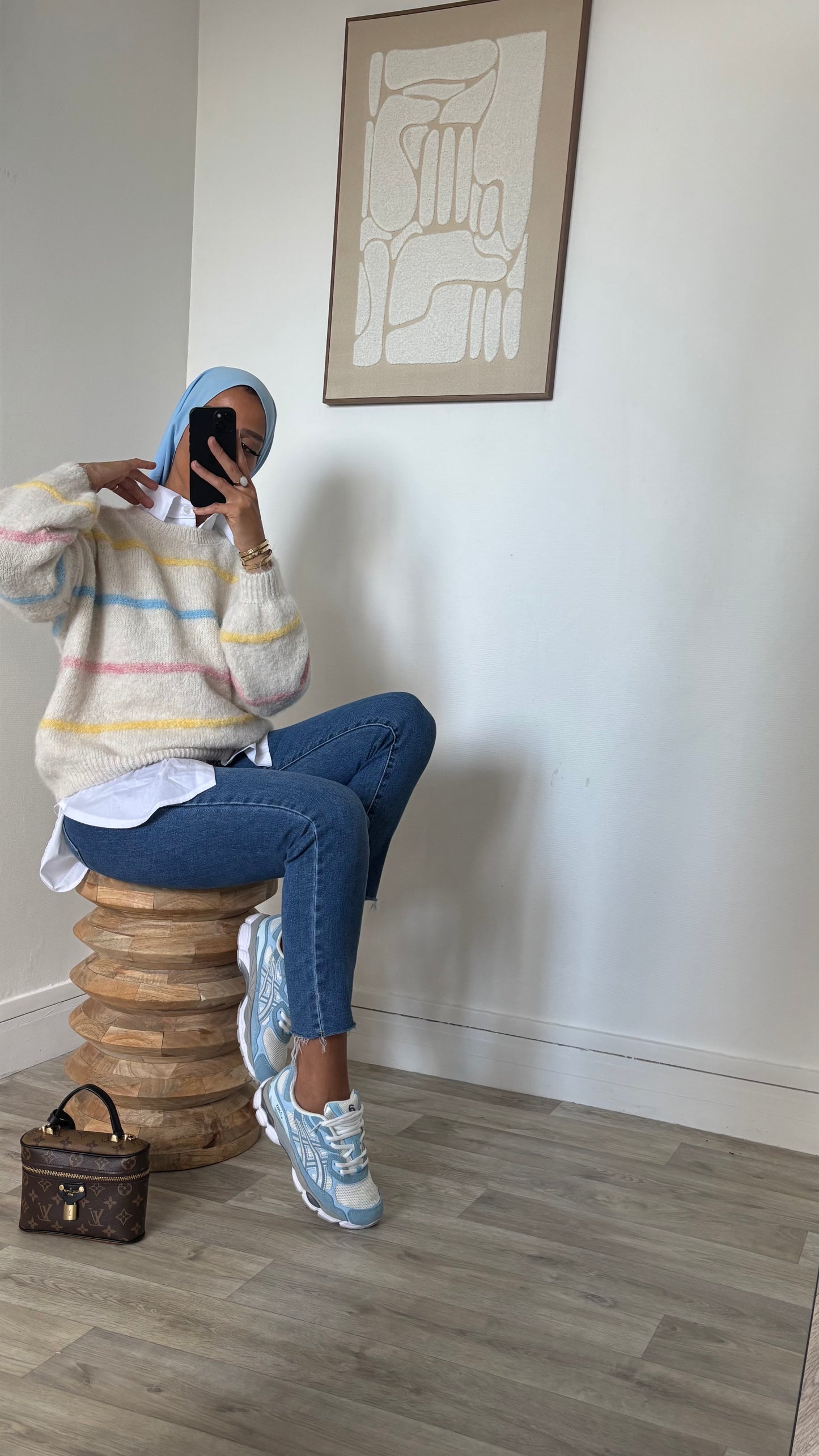 Pull en laine arc en ciel