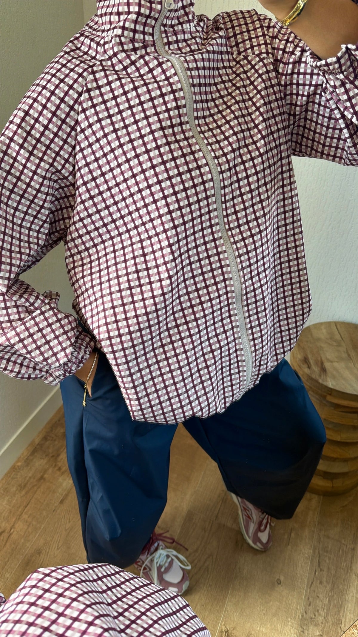 Veste a carreaux effet imper