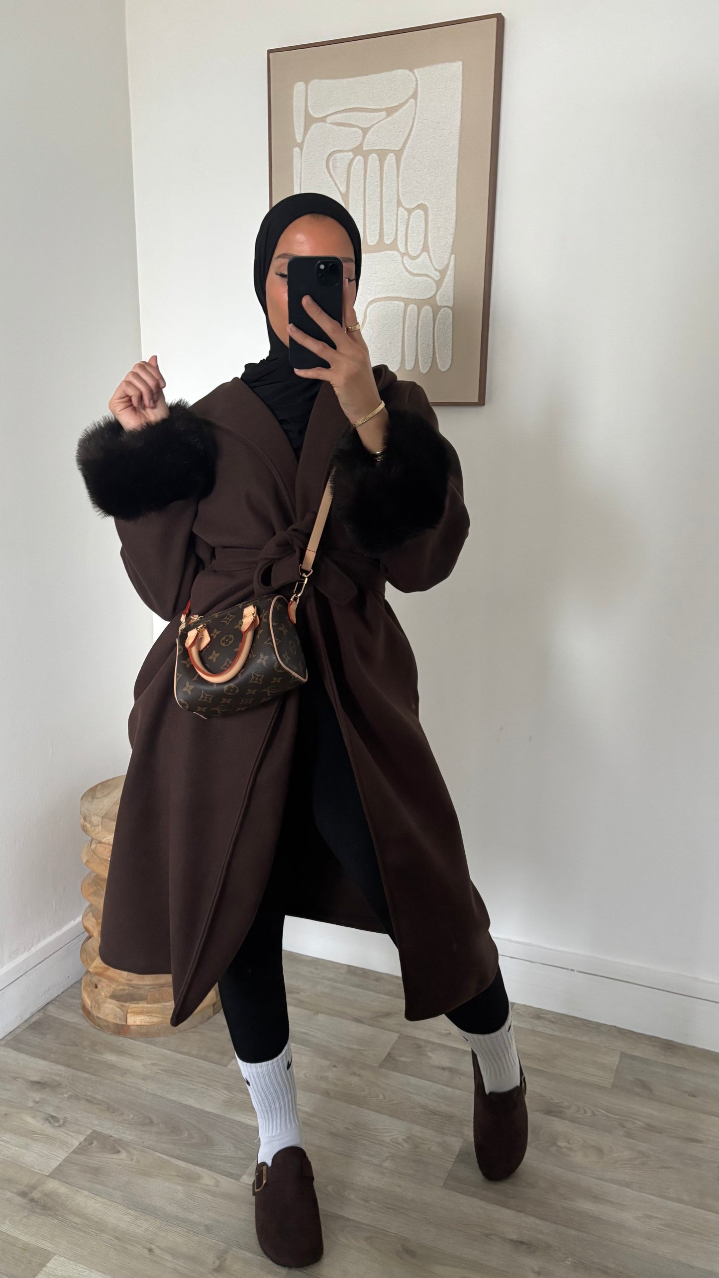 Manteau à capuche fourrure