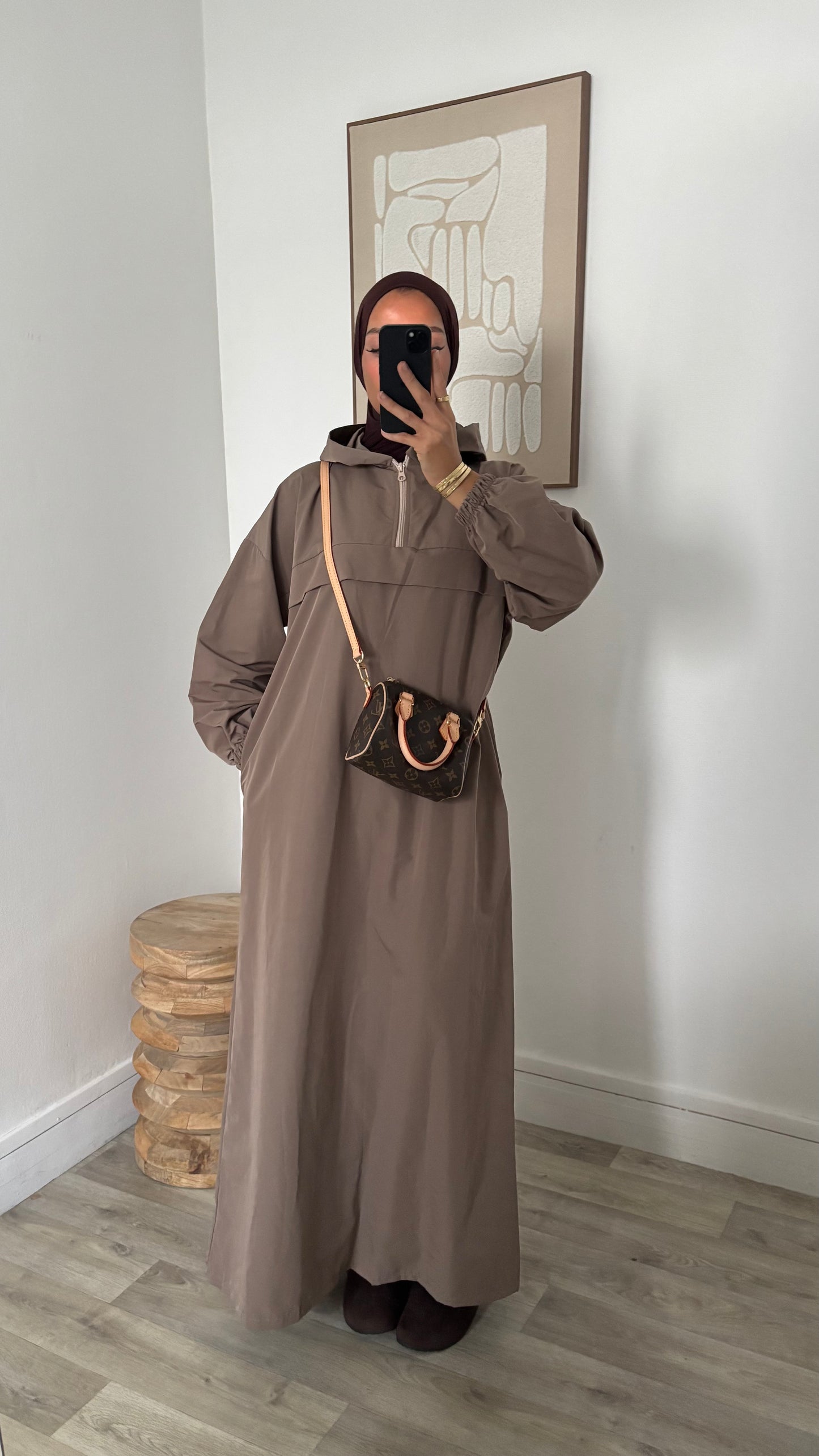 Long imperméable à capuche - Fermeture col zippée