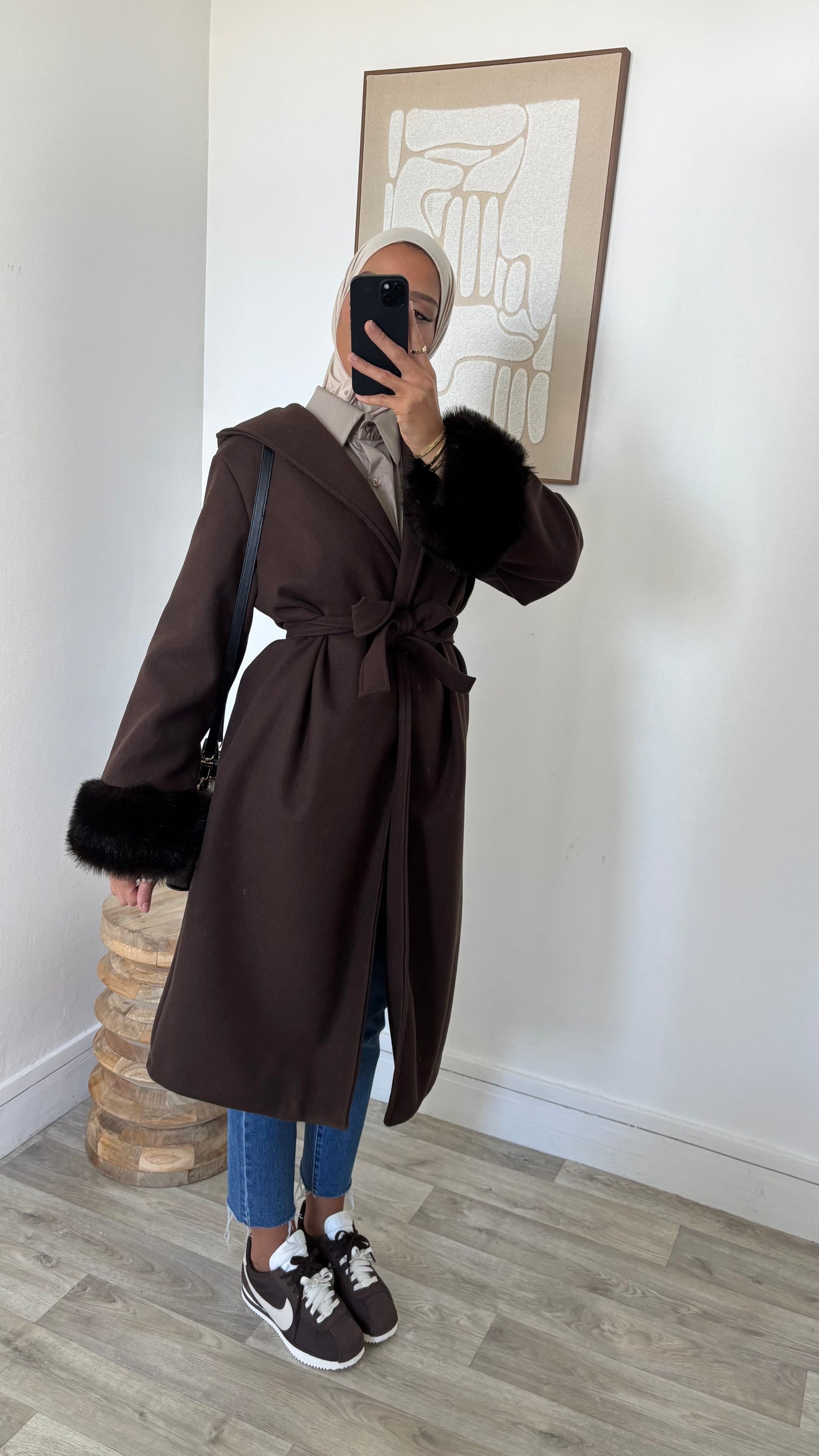 Manteau à capuche fourrure