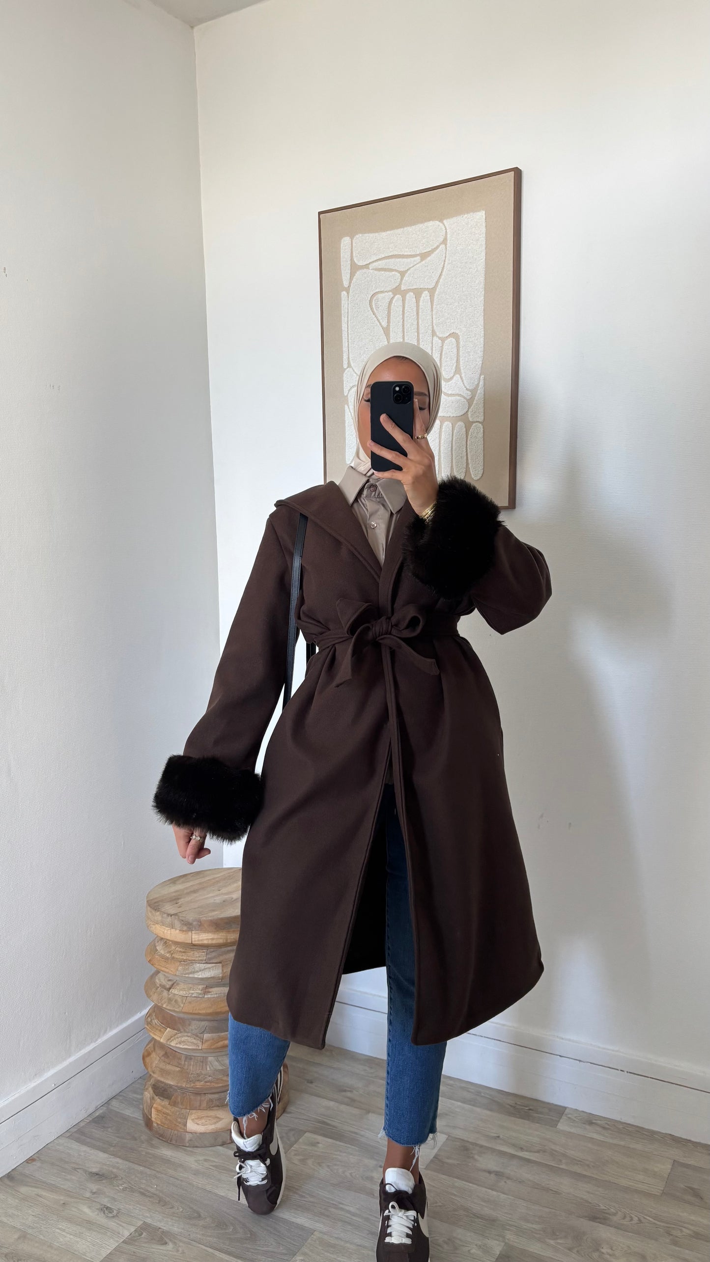 Manteau à capuche fourrure