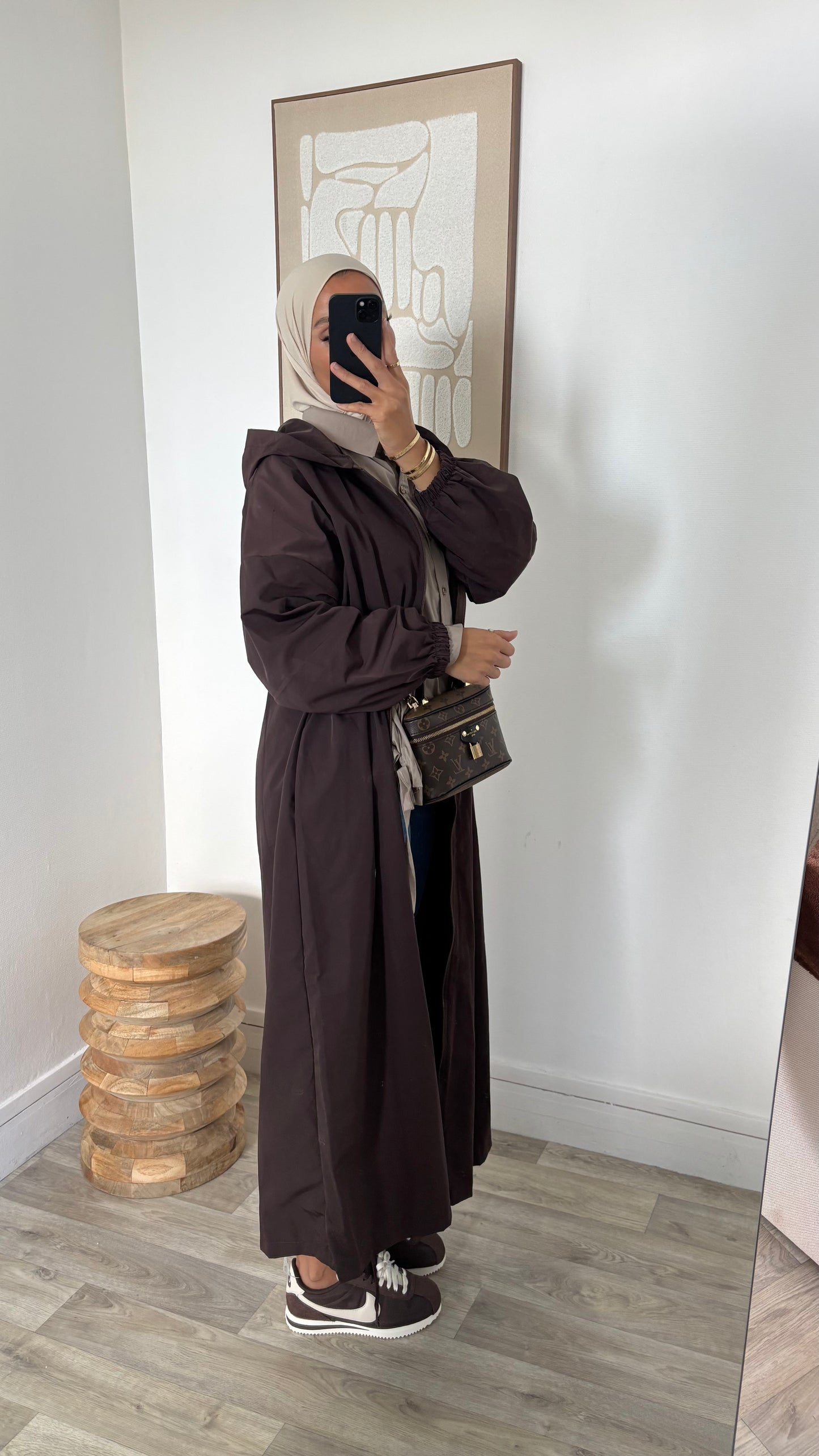 Long imper à fermeture et capuche