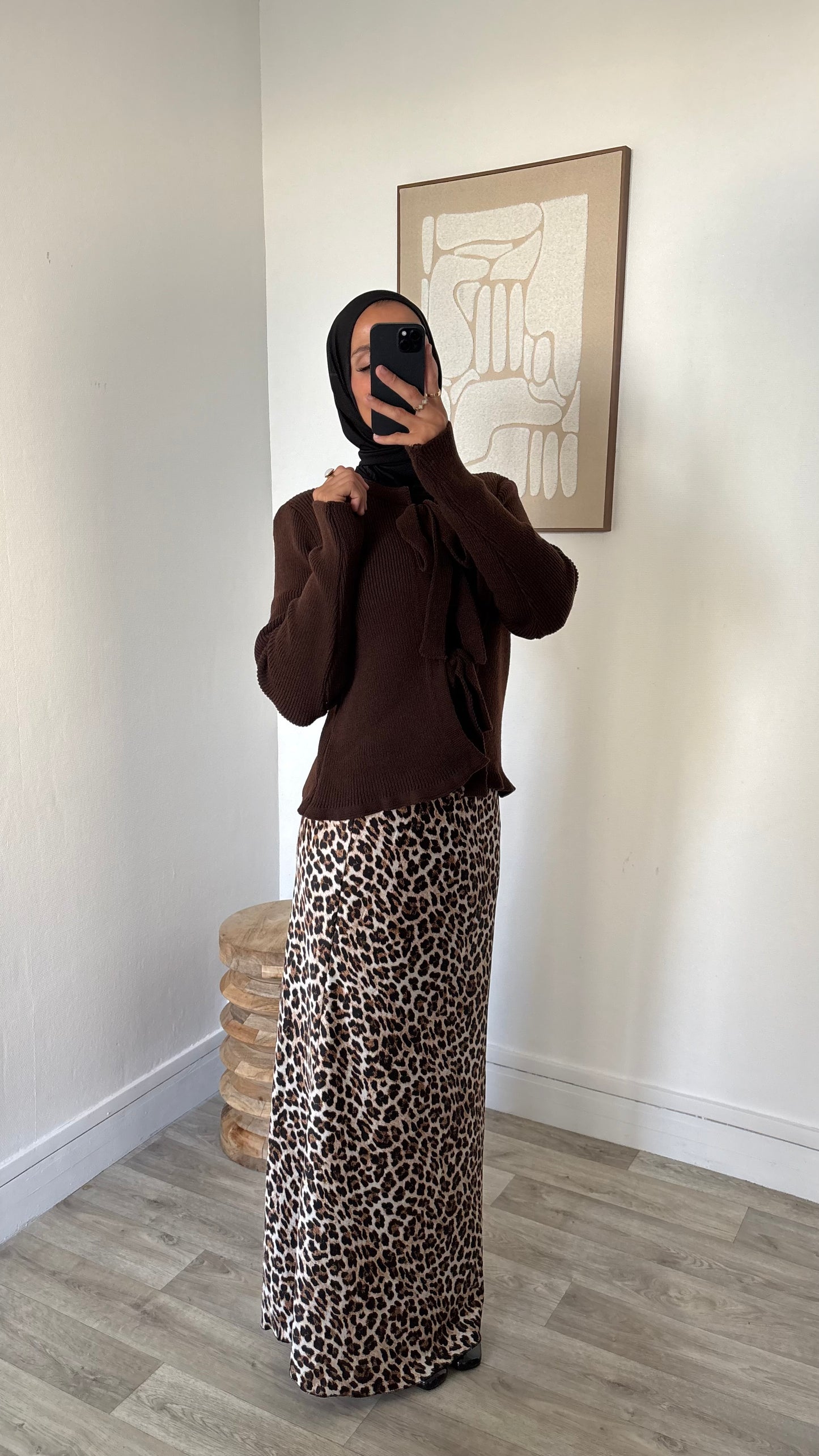 Jupe satinée imprimée léopard