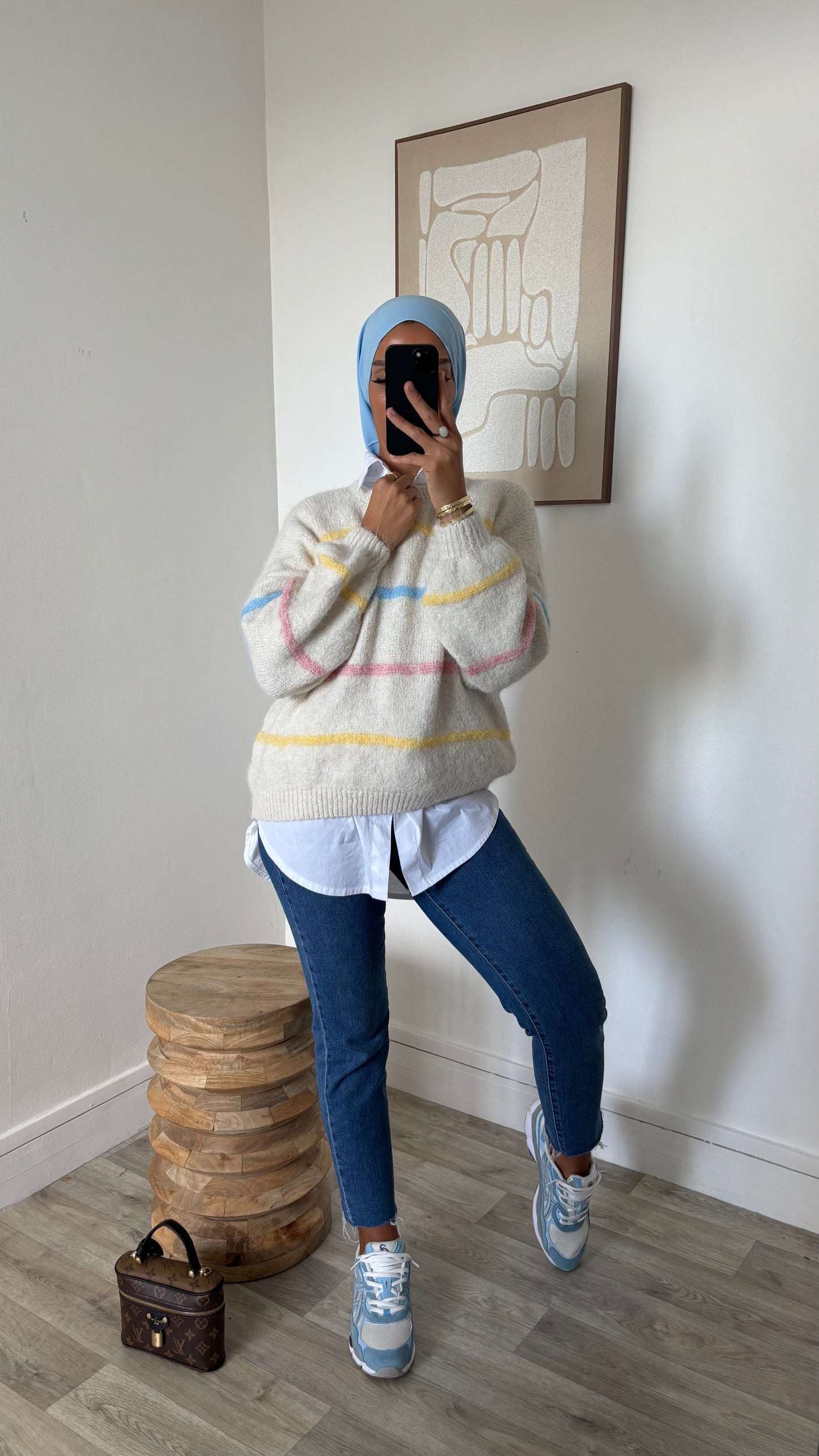 Pull en laine arc en ciel