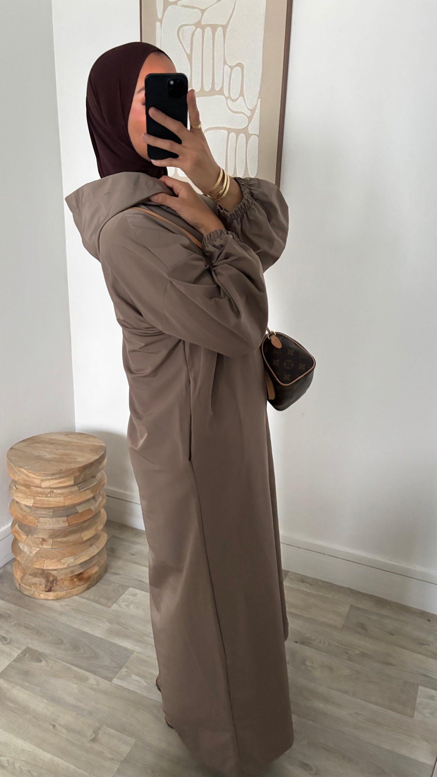 Long imperméable à capuche - Fermeture col zippée