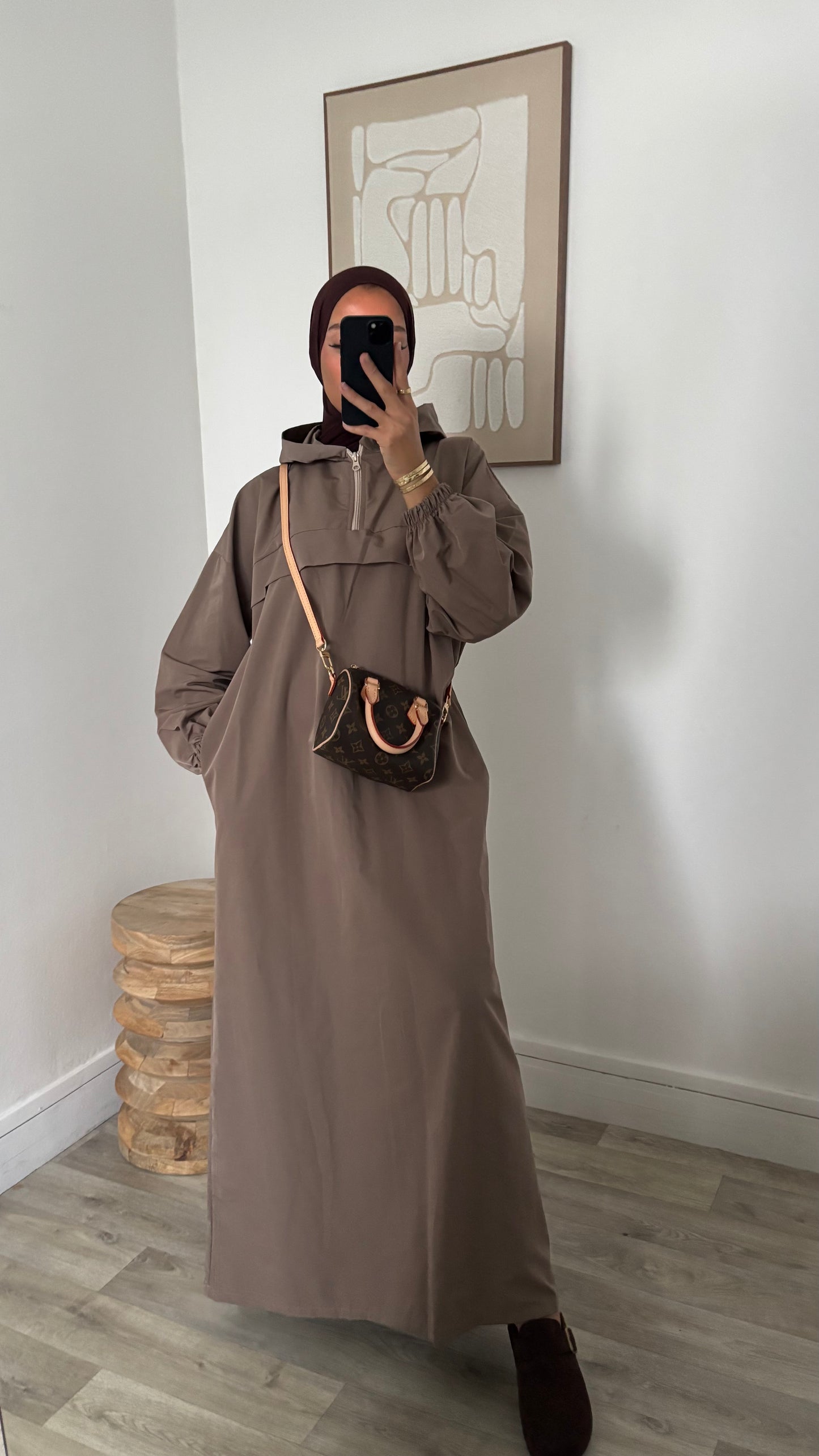 Long imperméable à capuche - Fermeture col zippée