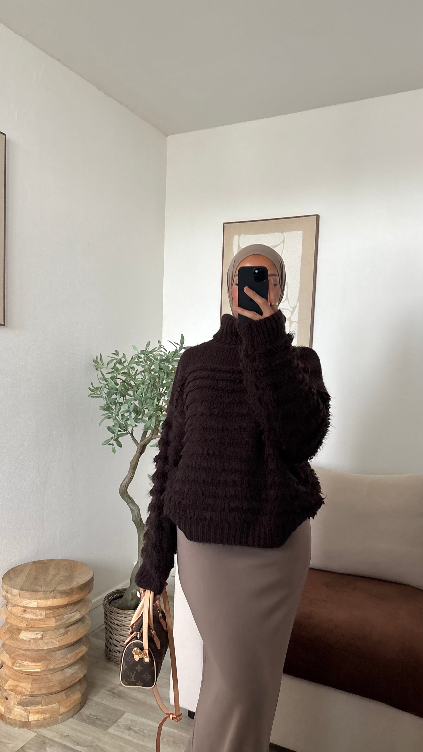 Pull col roulé texturé