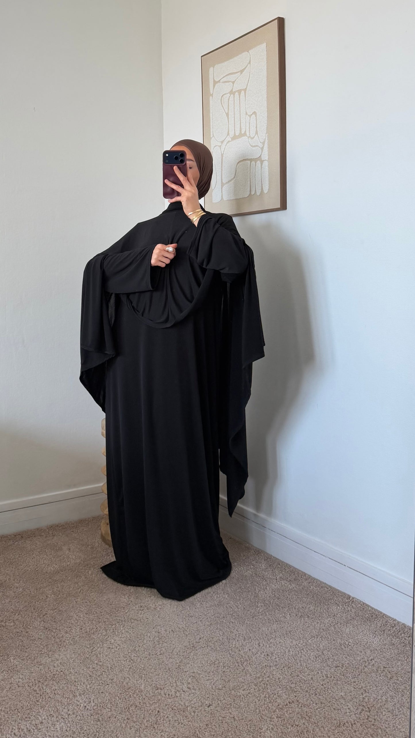 Abaya col montant + cape