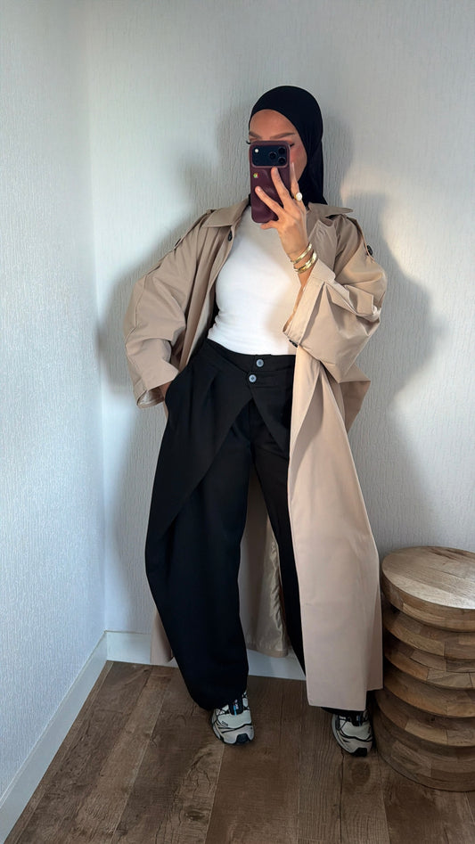 Pantalon à plis et double boutons