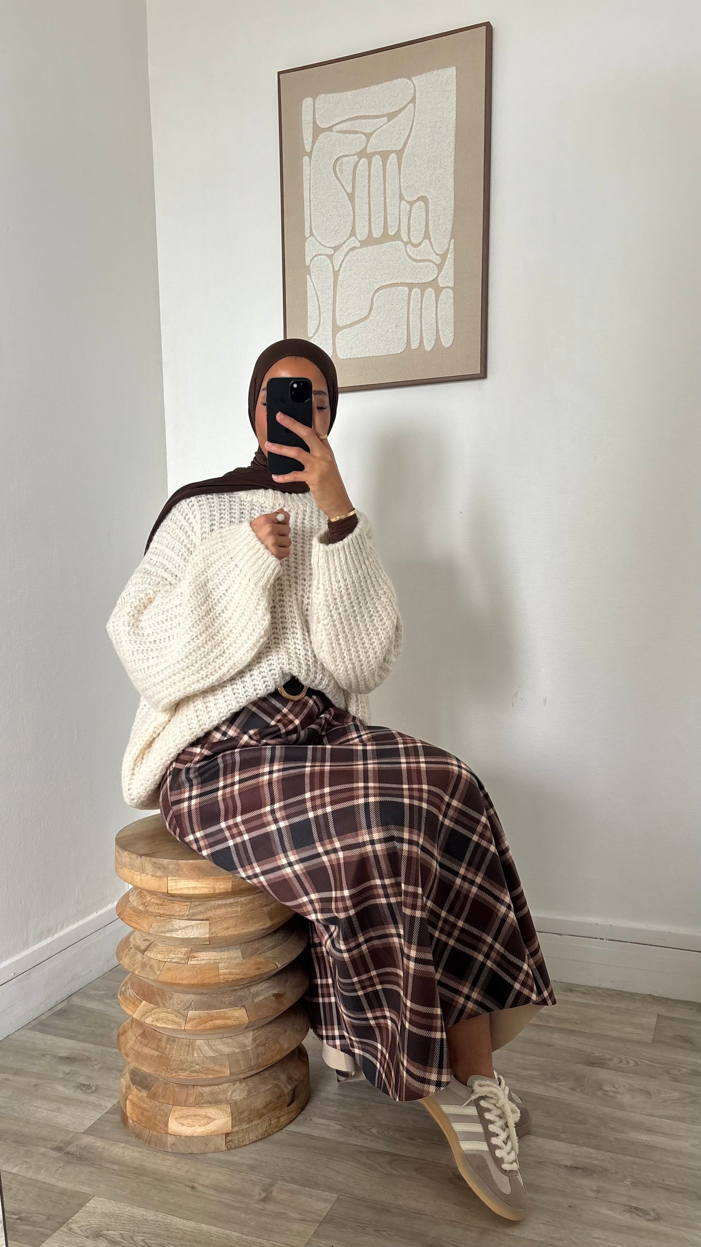 Jupe à carreau ceinturé