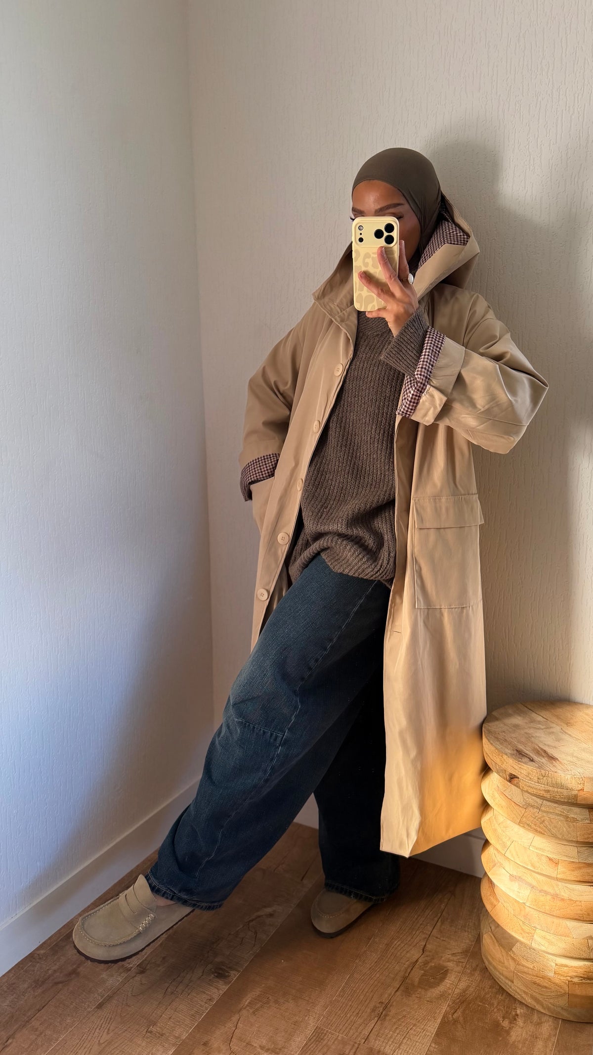 Manteau effet imper manches retroussables