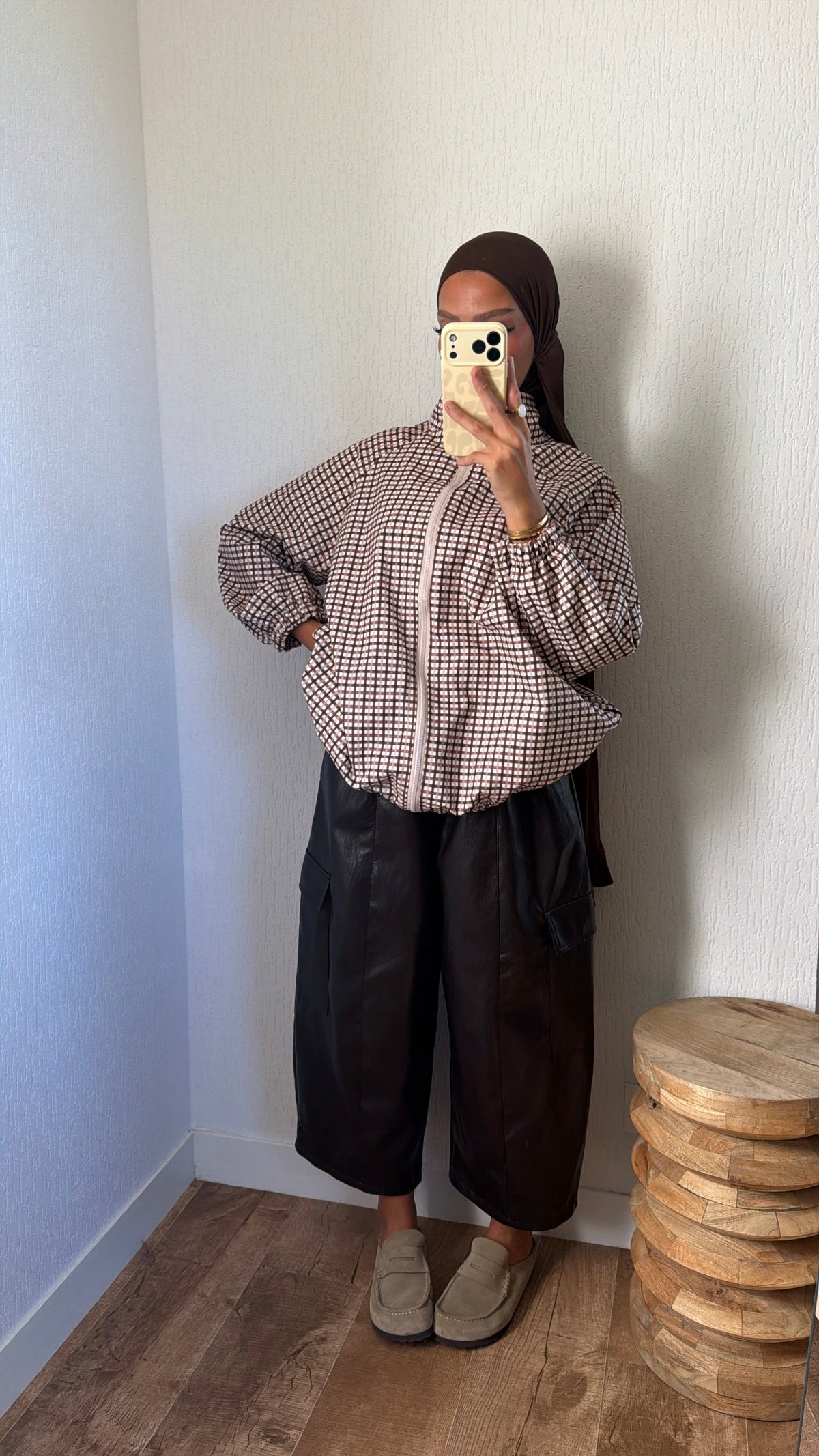 Veste a carreaux effet imper