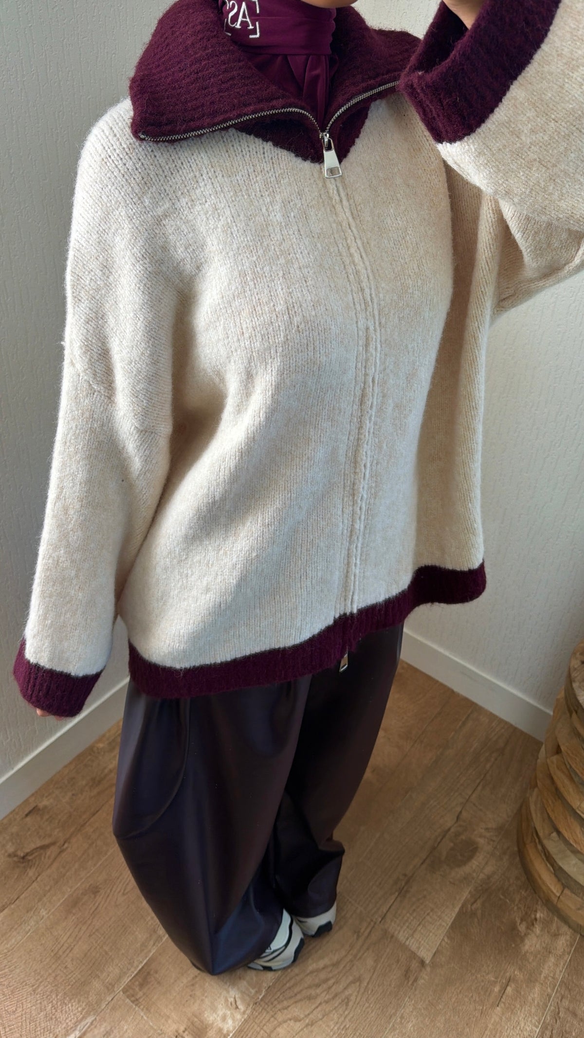 Gilet bi couleurs grand col