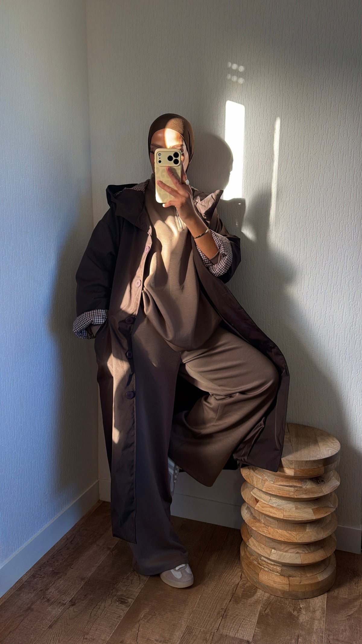 Manteau effet imper manches retroussables