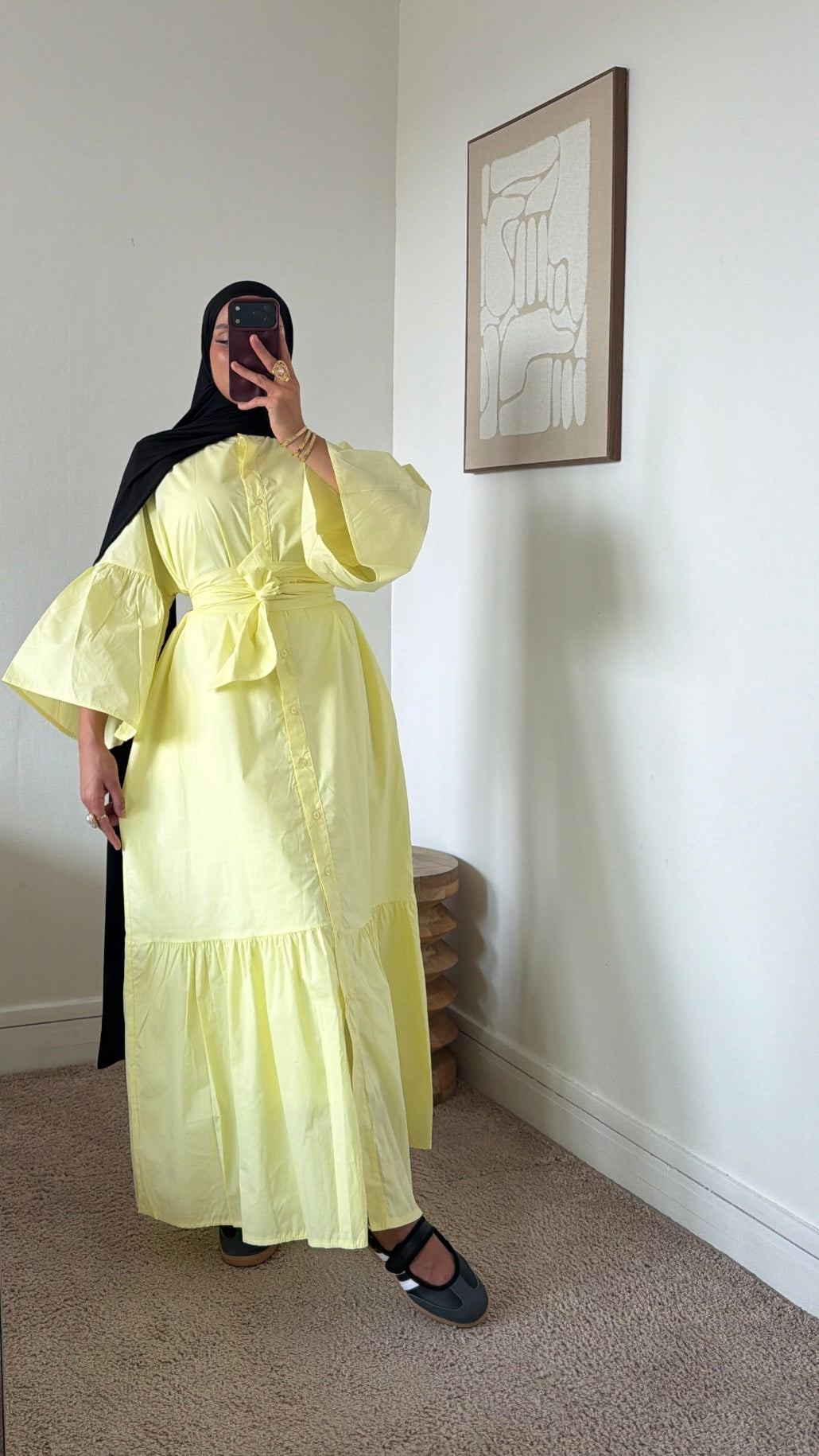 Robe chemise à volant + ceinture