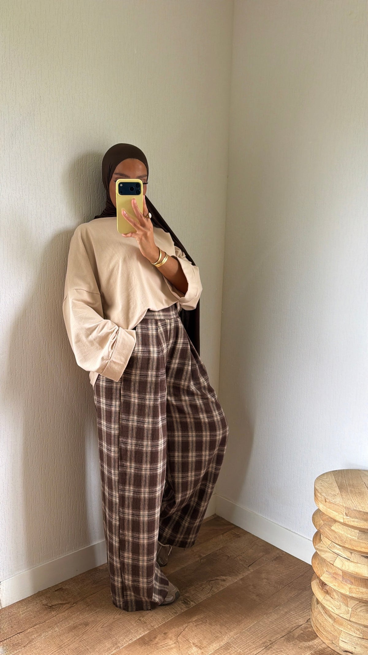 Pantalon à carreaux à poches
