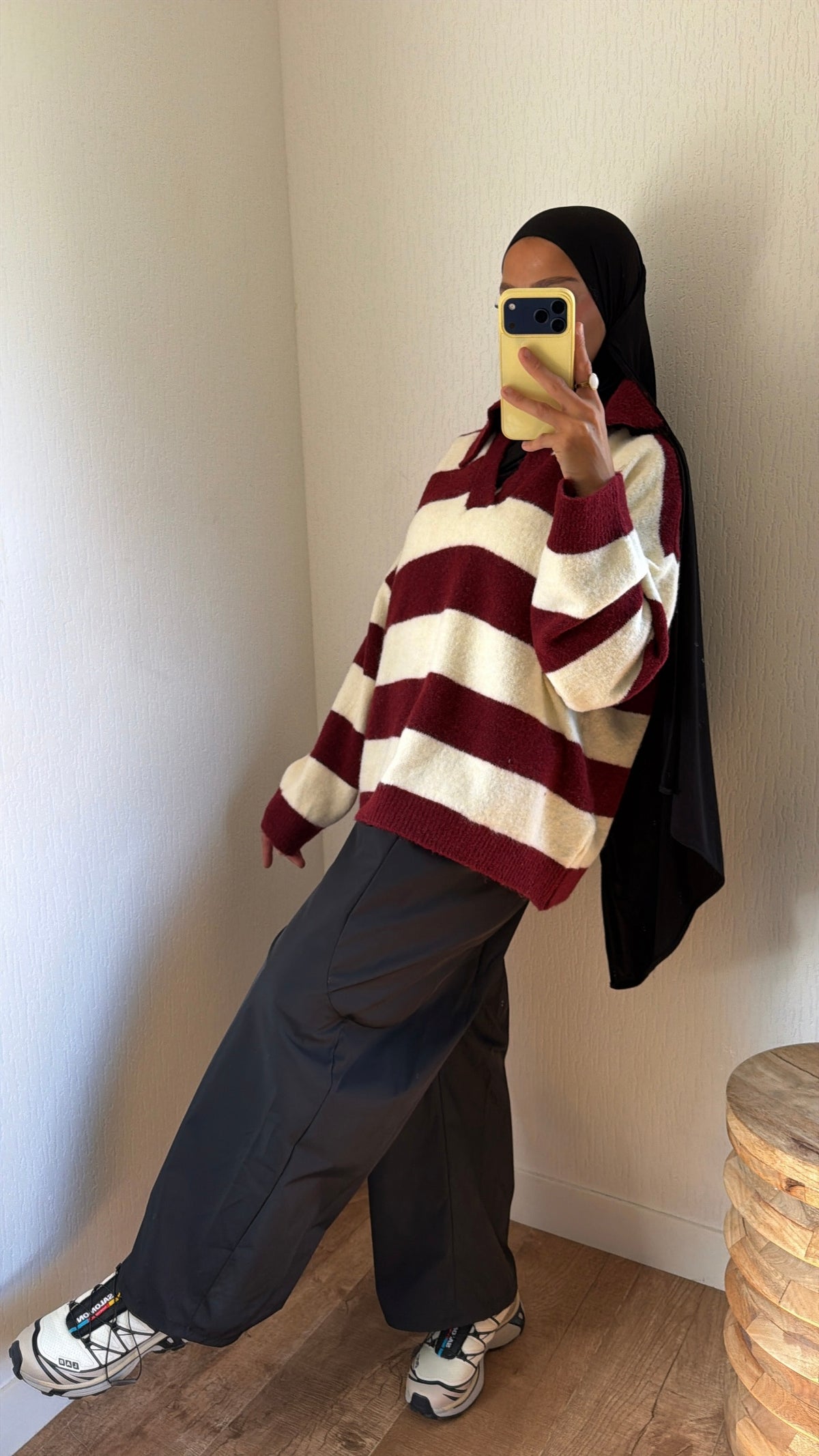 Pull col rayée