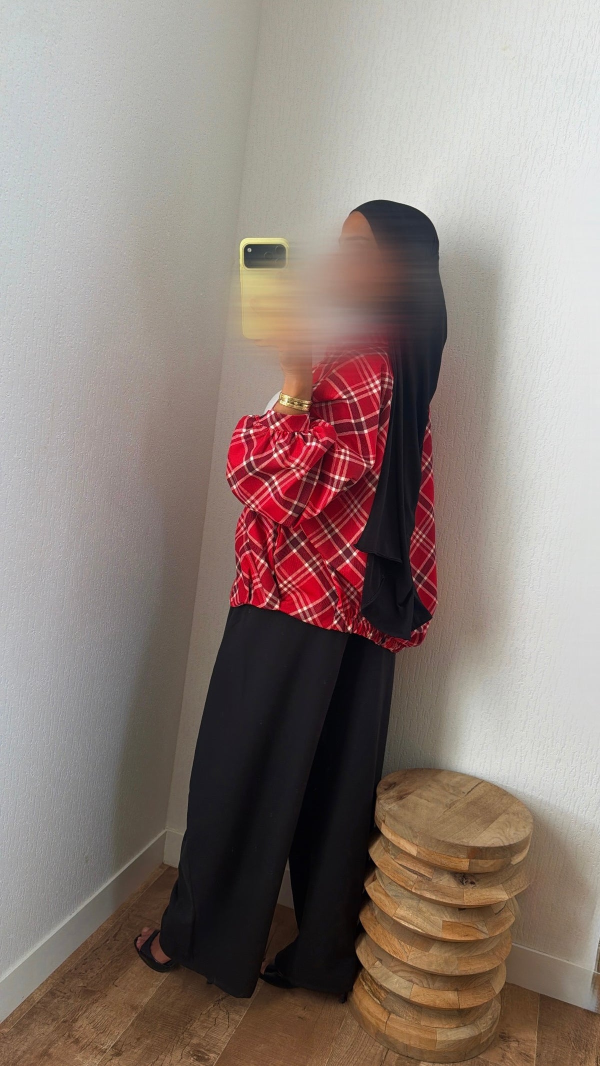 Veste zip carreaux à poches