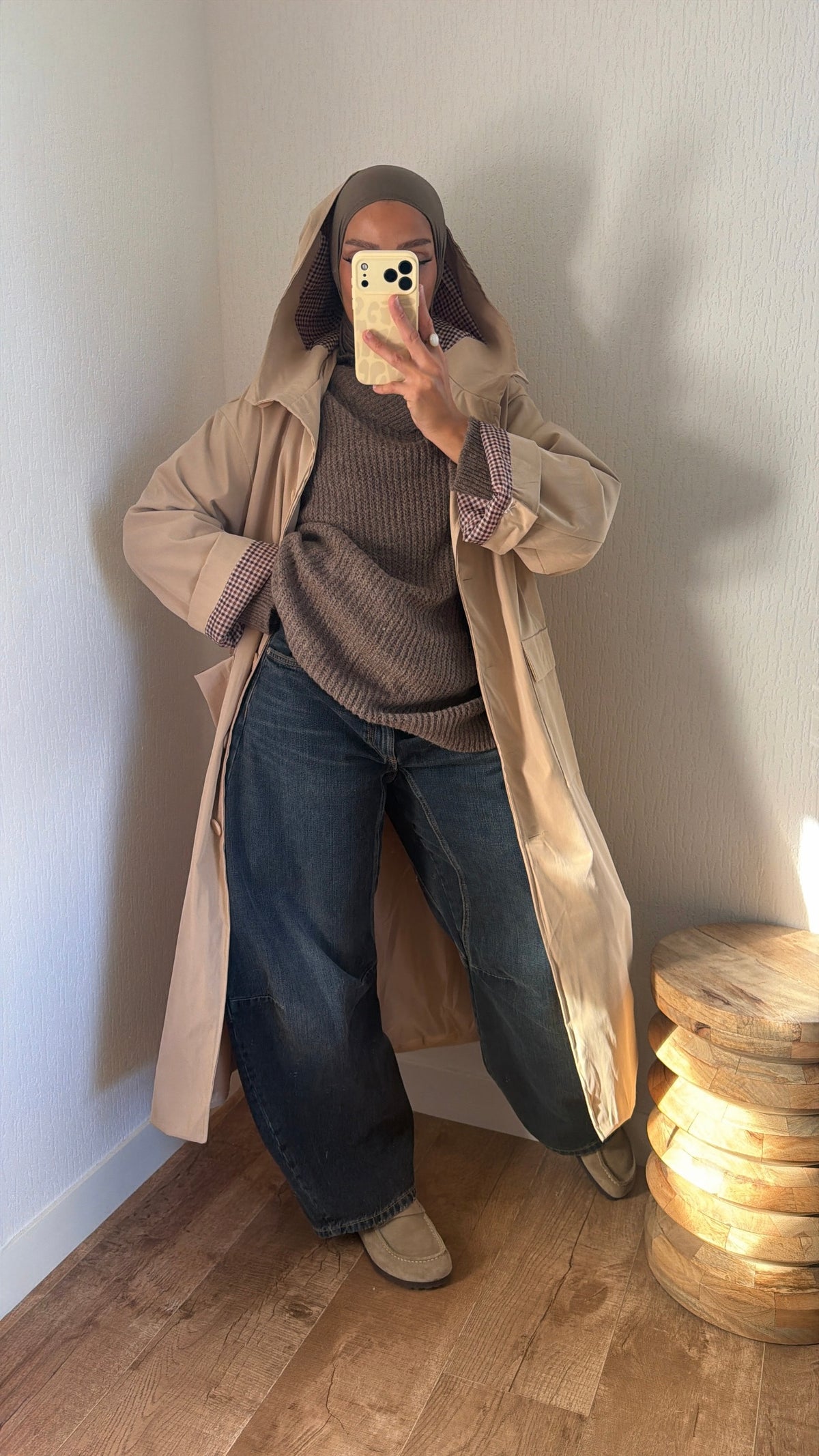 Manteau effet imper manches retroussables