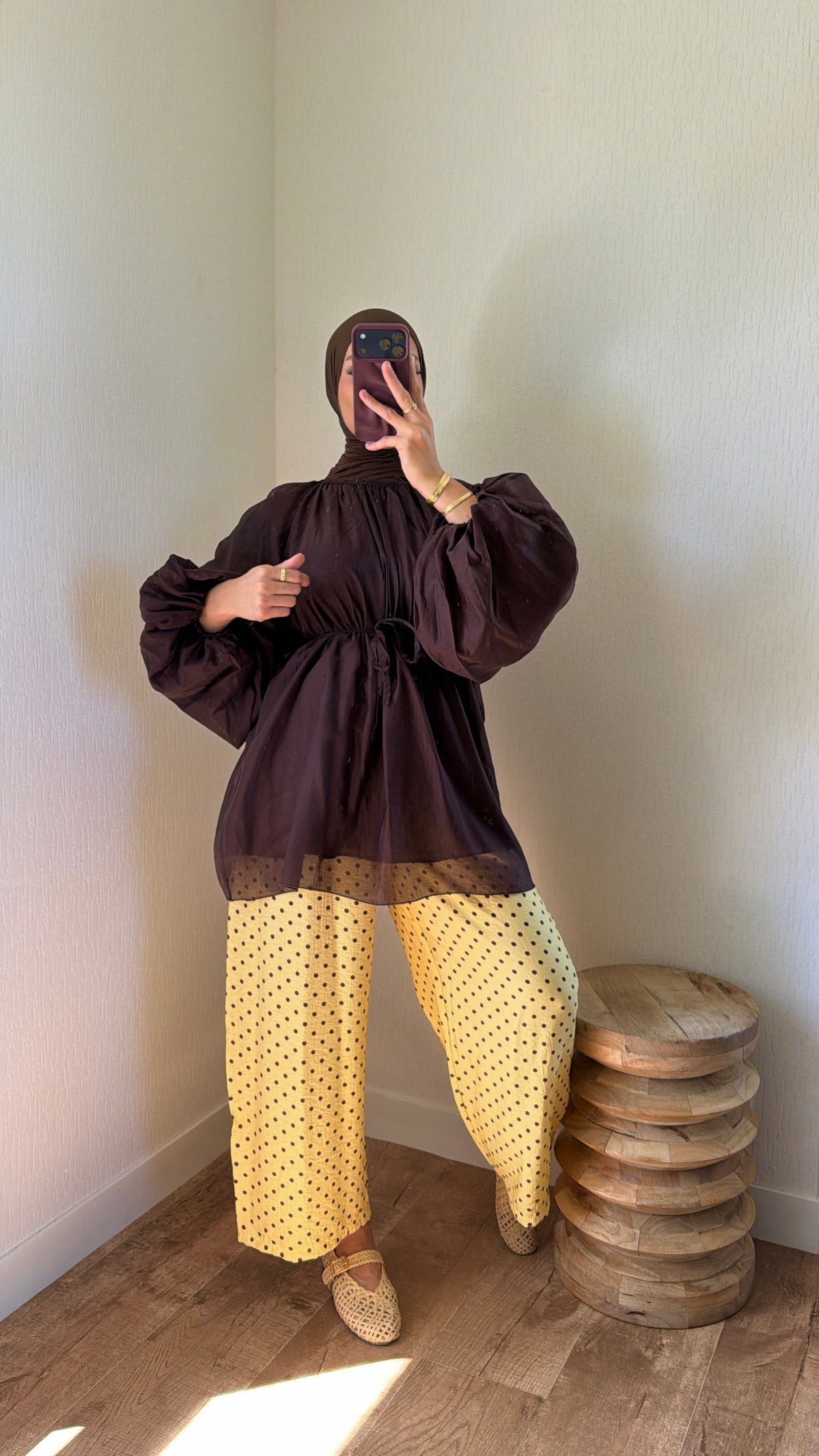 Pantalon fluide à pois