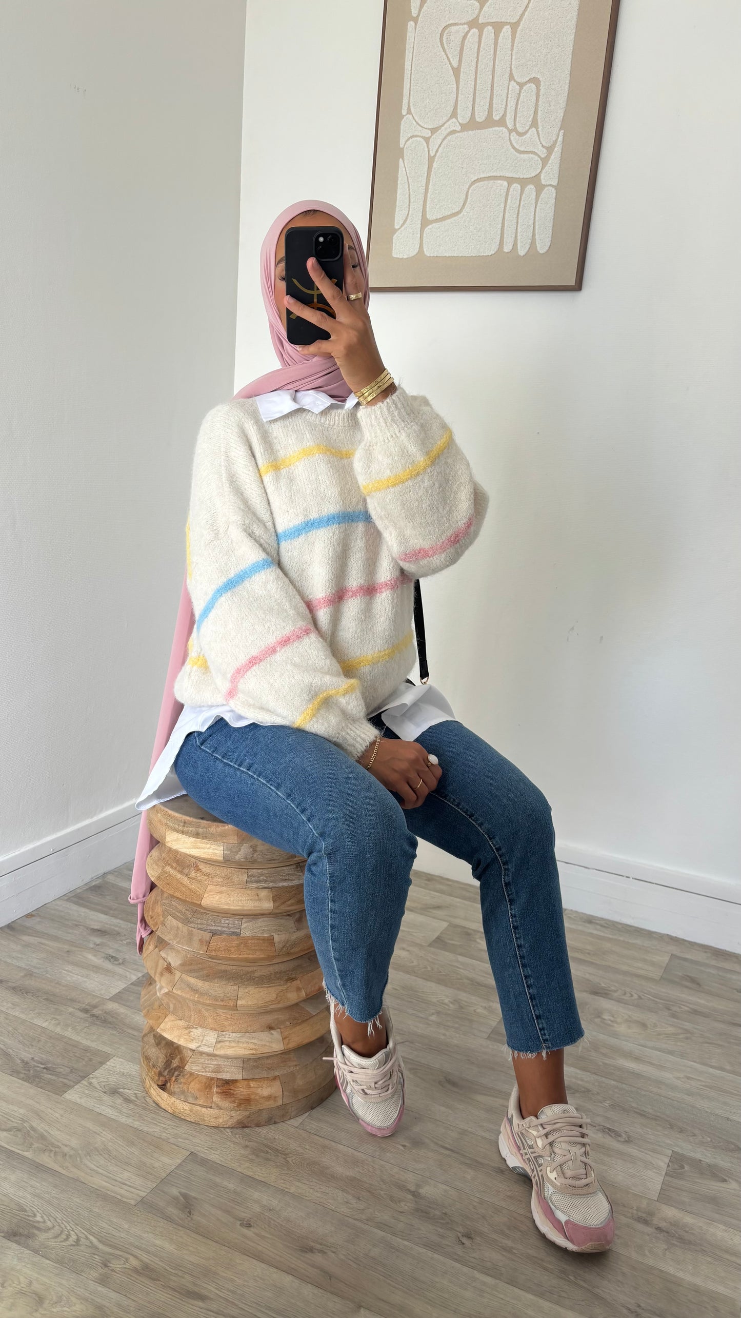 Pull en laine arc en ciel