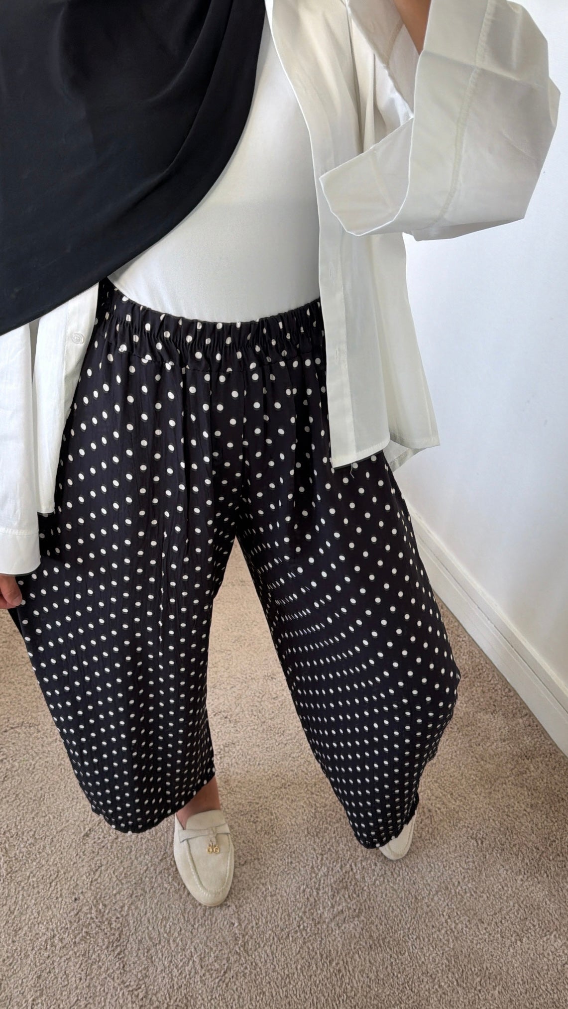 Pantalon fluide à pois