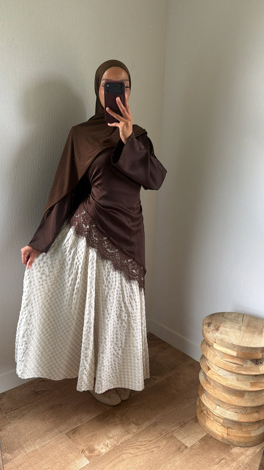 Haut ajustable satinée long