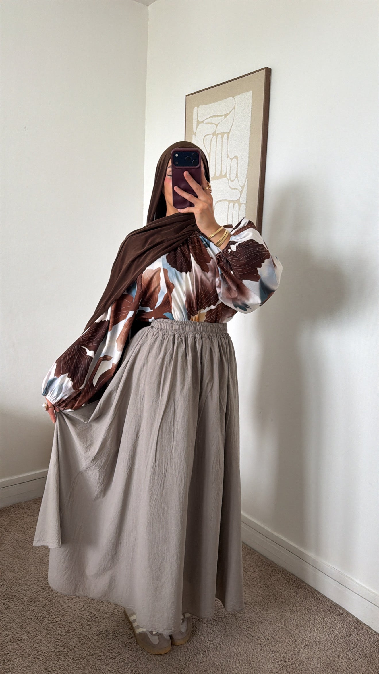 Blouse manches bouffantes fleurie
