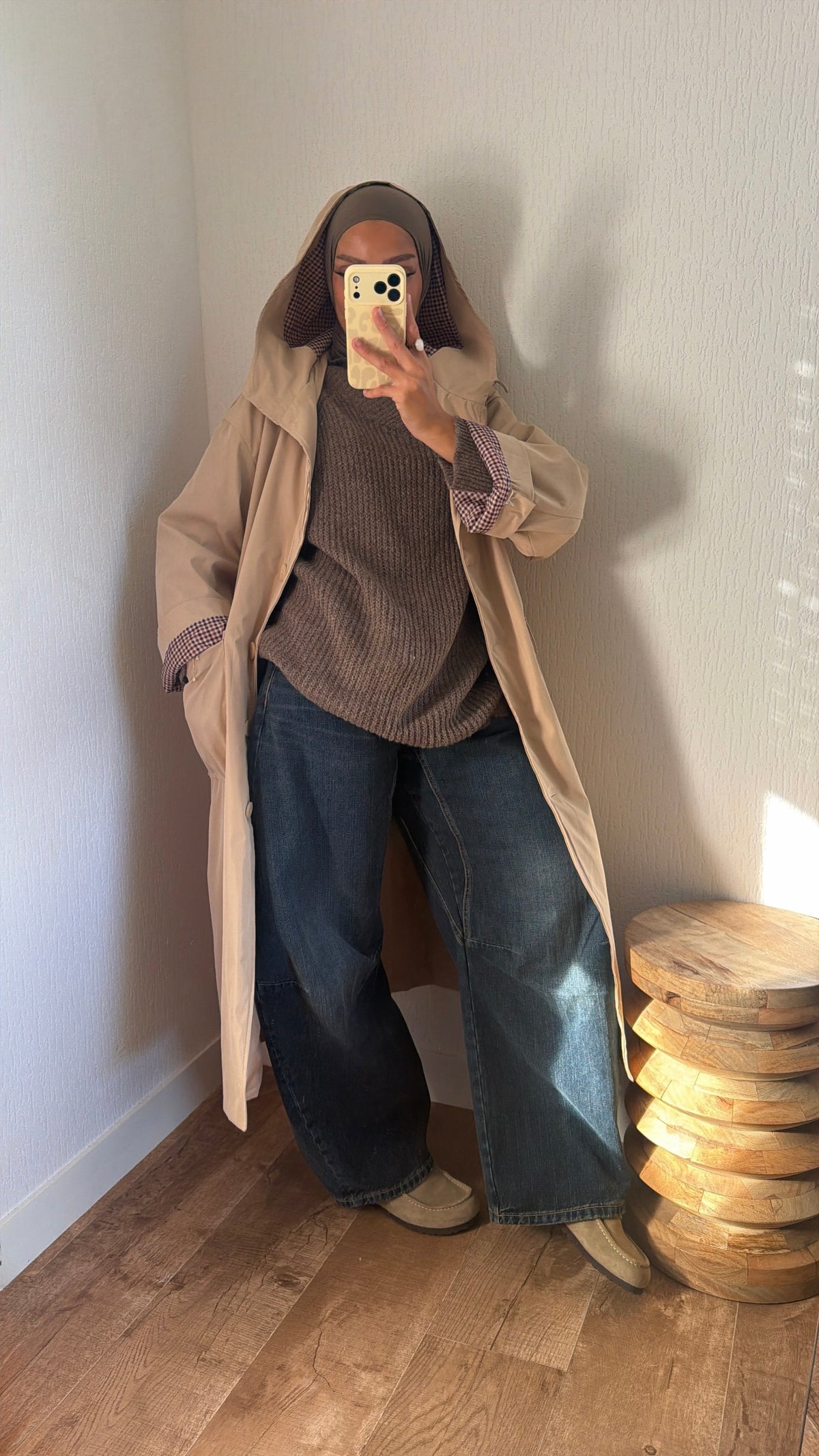Manteau effet imper manches retroussables