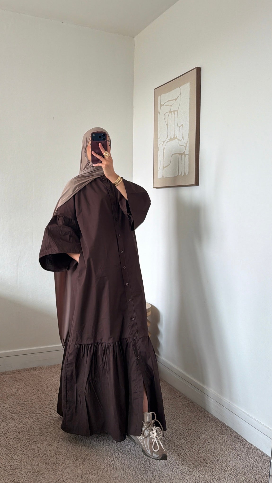 Robe chemise à volant + ceinture