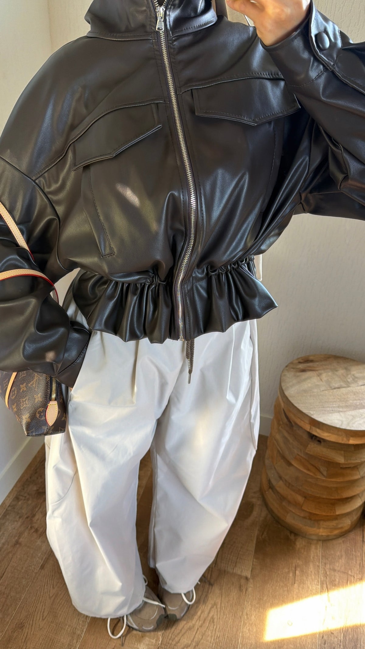 Veste simili ajustable à la taille