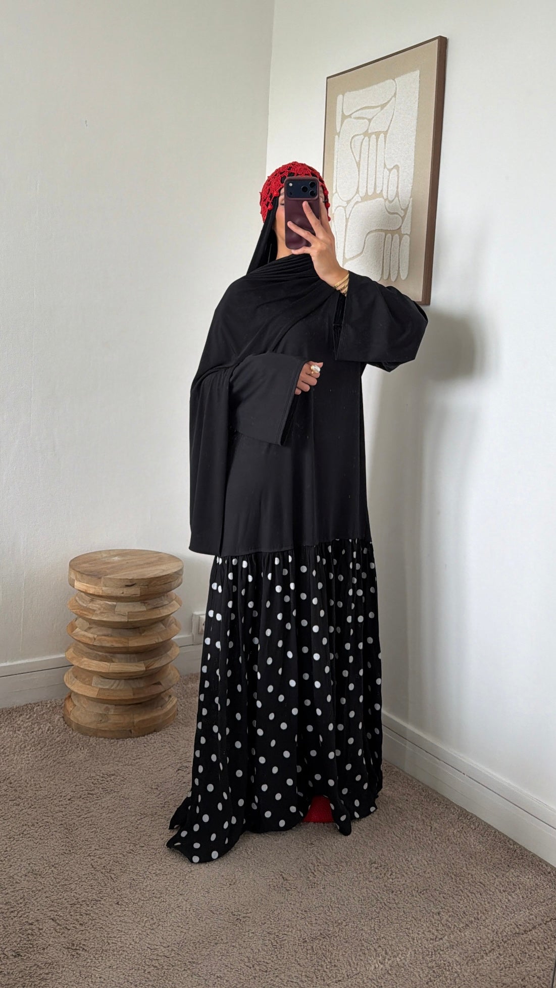Robe bi matières à pois