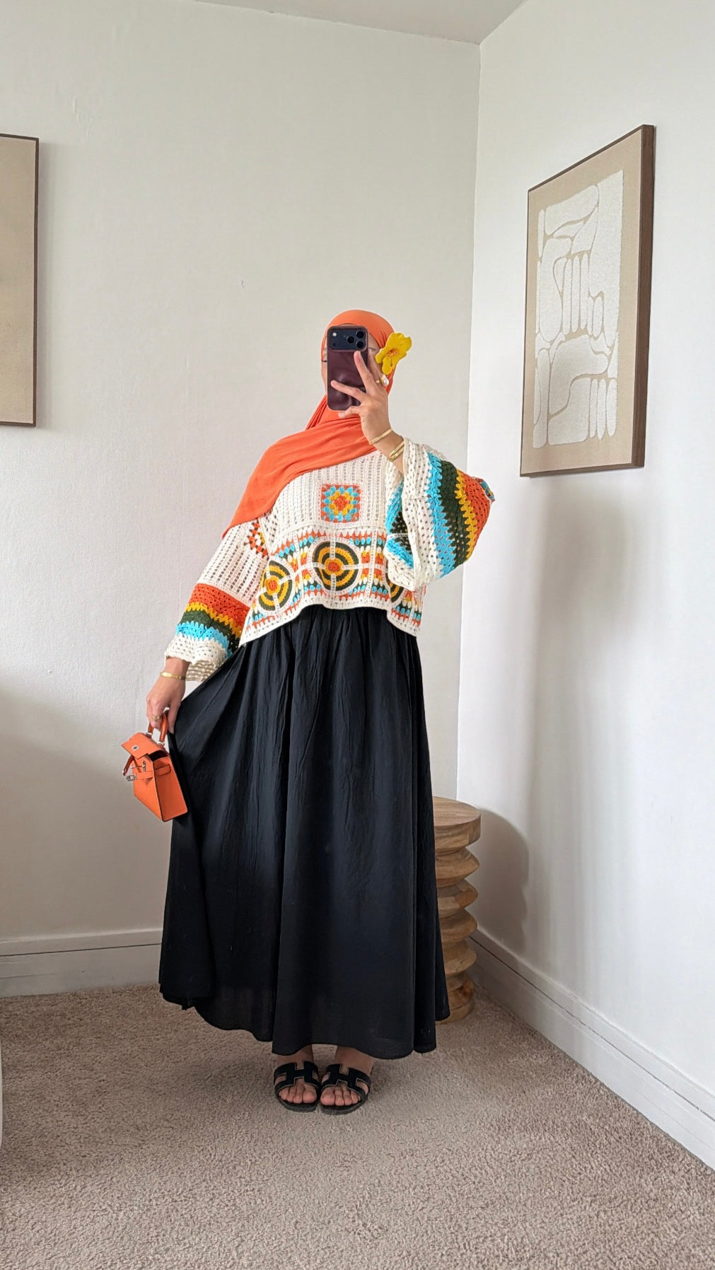 Pull en crochet manches évasée